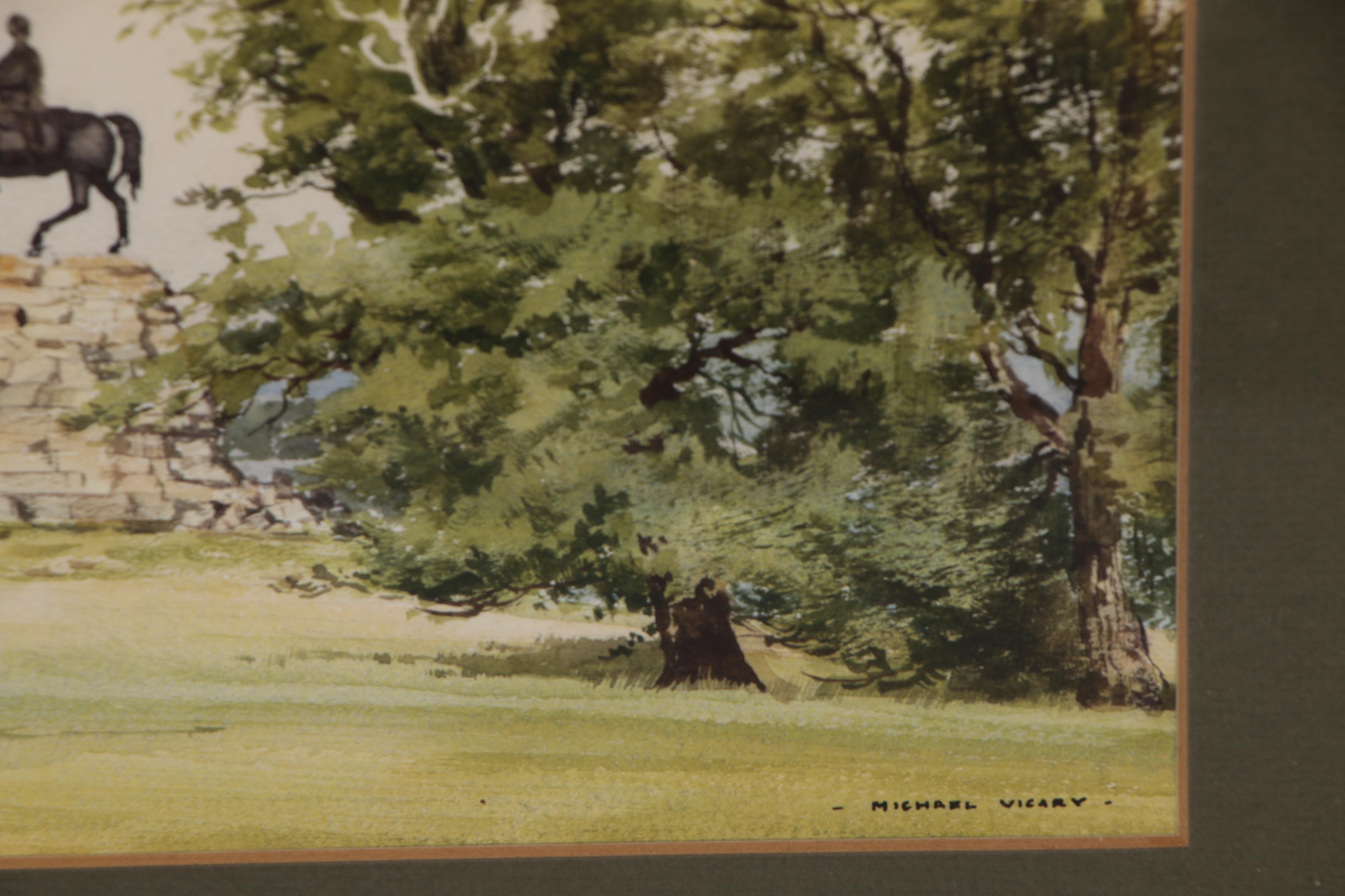 Michael Vicary Watercolor Painting of "The Copper Horse" at Windsor Castle