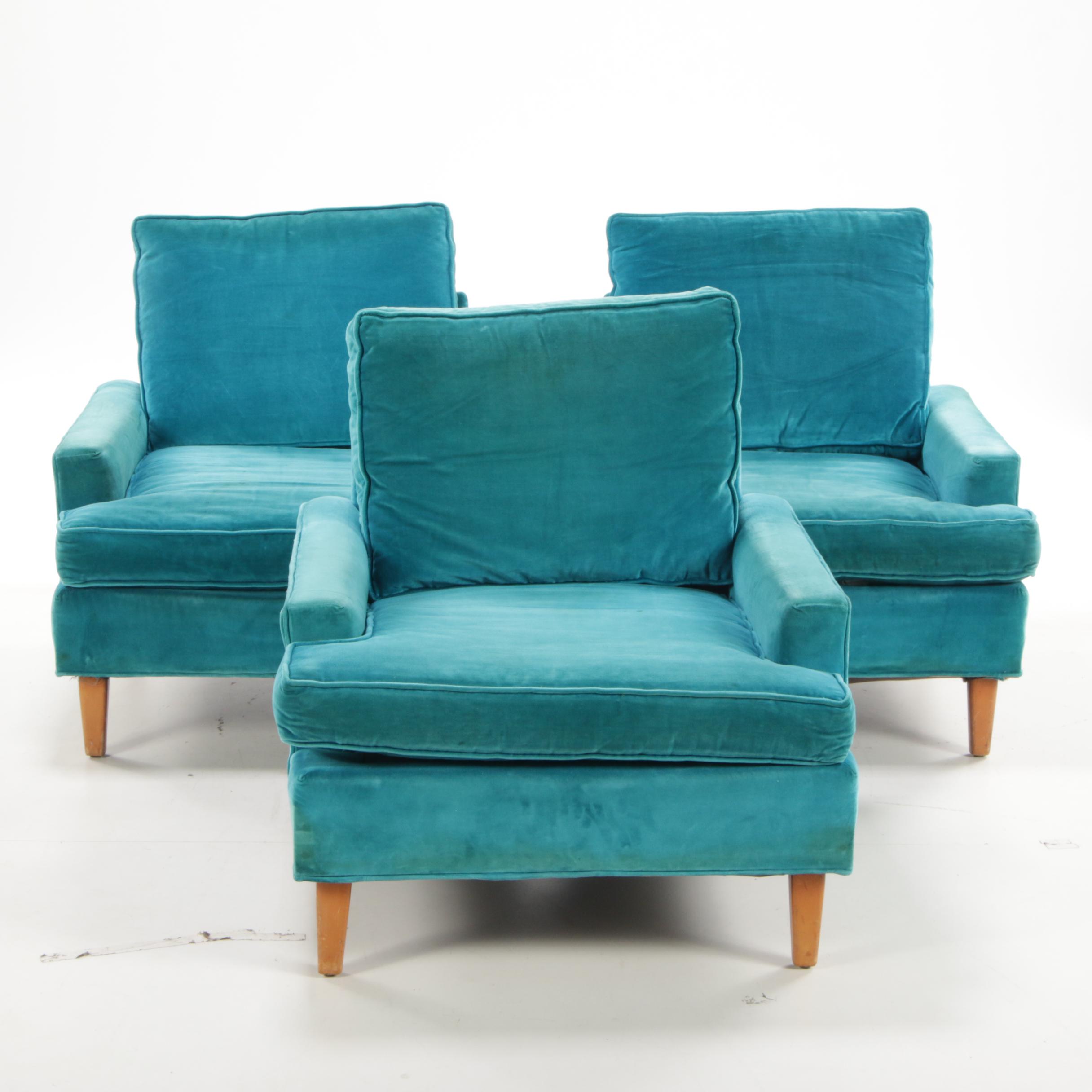 Three Sara Scott Furniture Mid Century Modern Low Armchairs