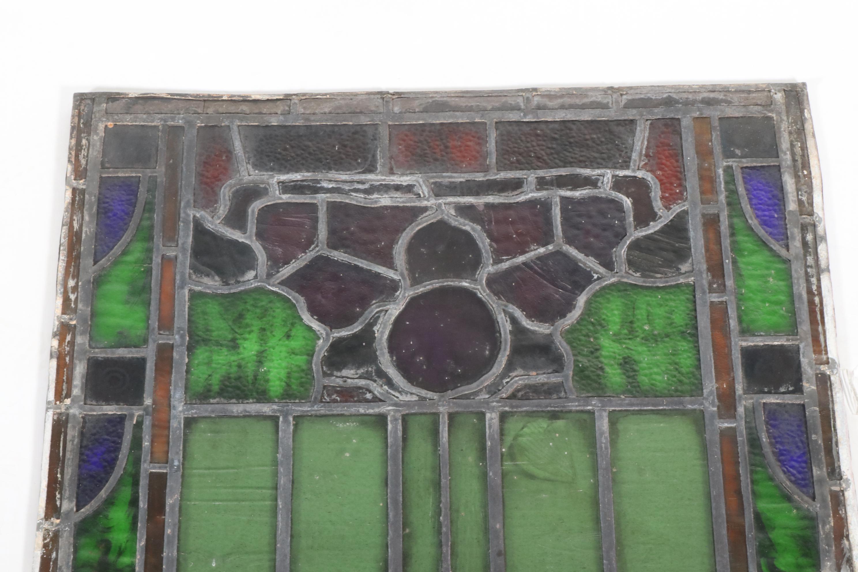 Art Nouveau Stained Glass Panel, Late 19th/ Early 20th Century