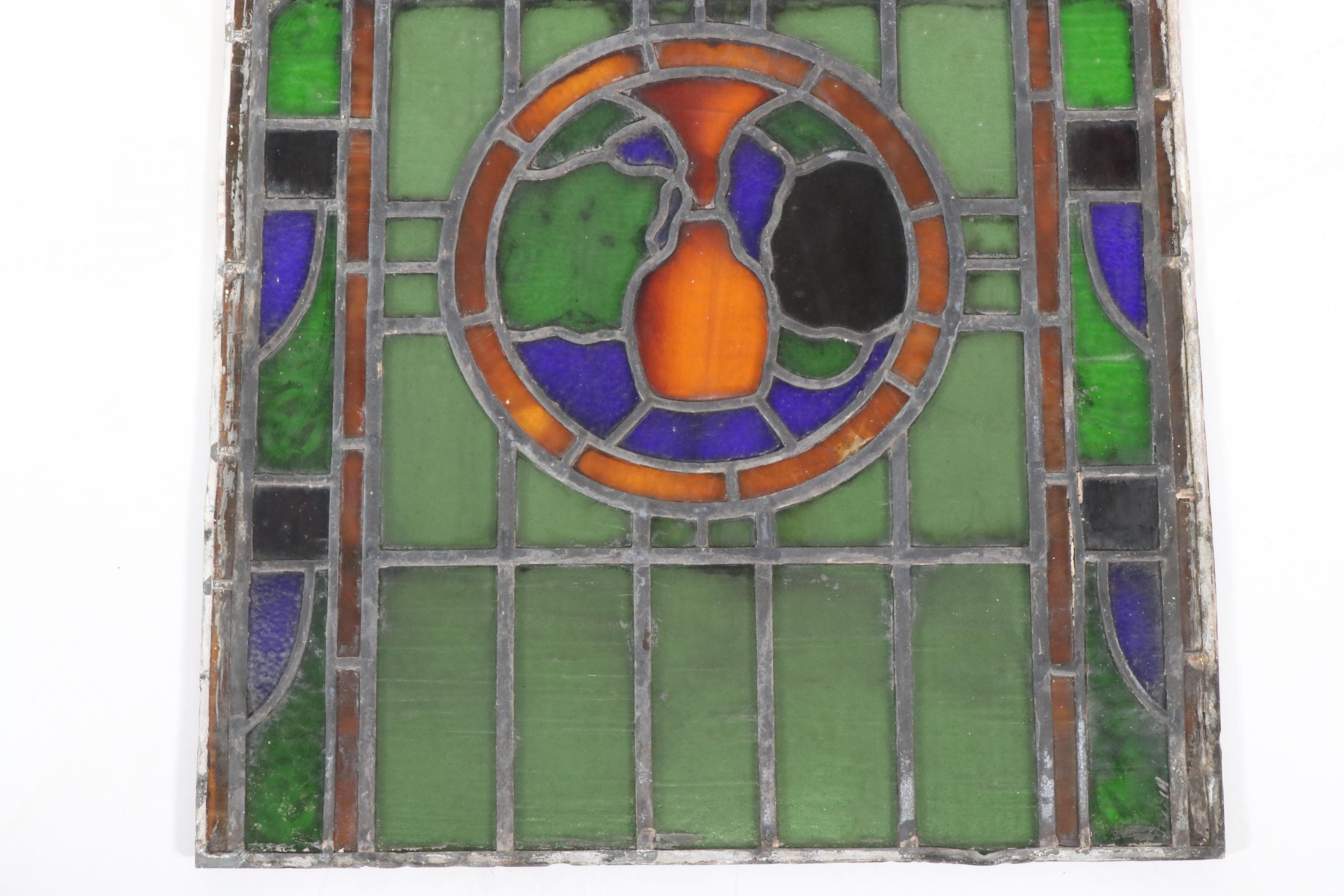 Art Nouveau Stained Glass Panel, Late 19th/ Early 20th Century