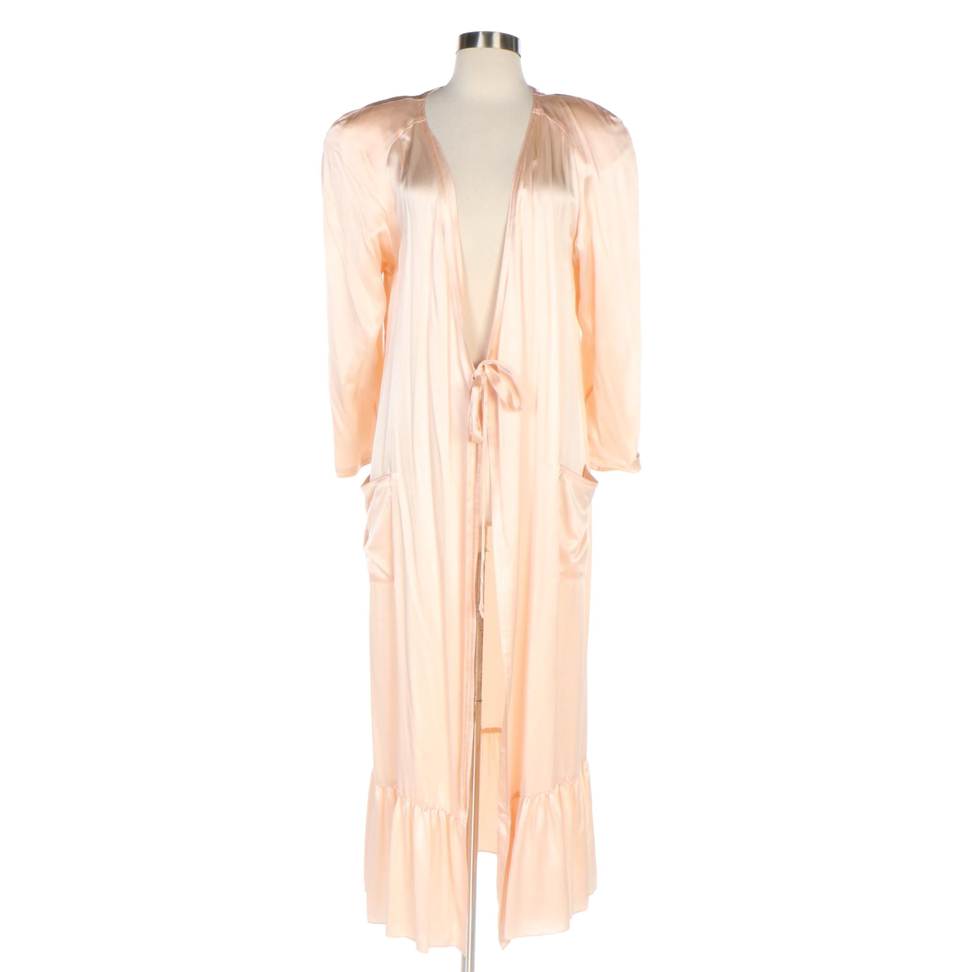 Sonia Rykiel Lingerie Blush Silk Dressing Robe, 1980s Vintage