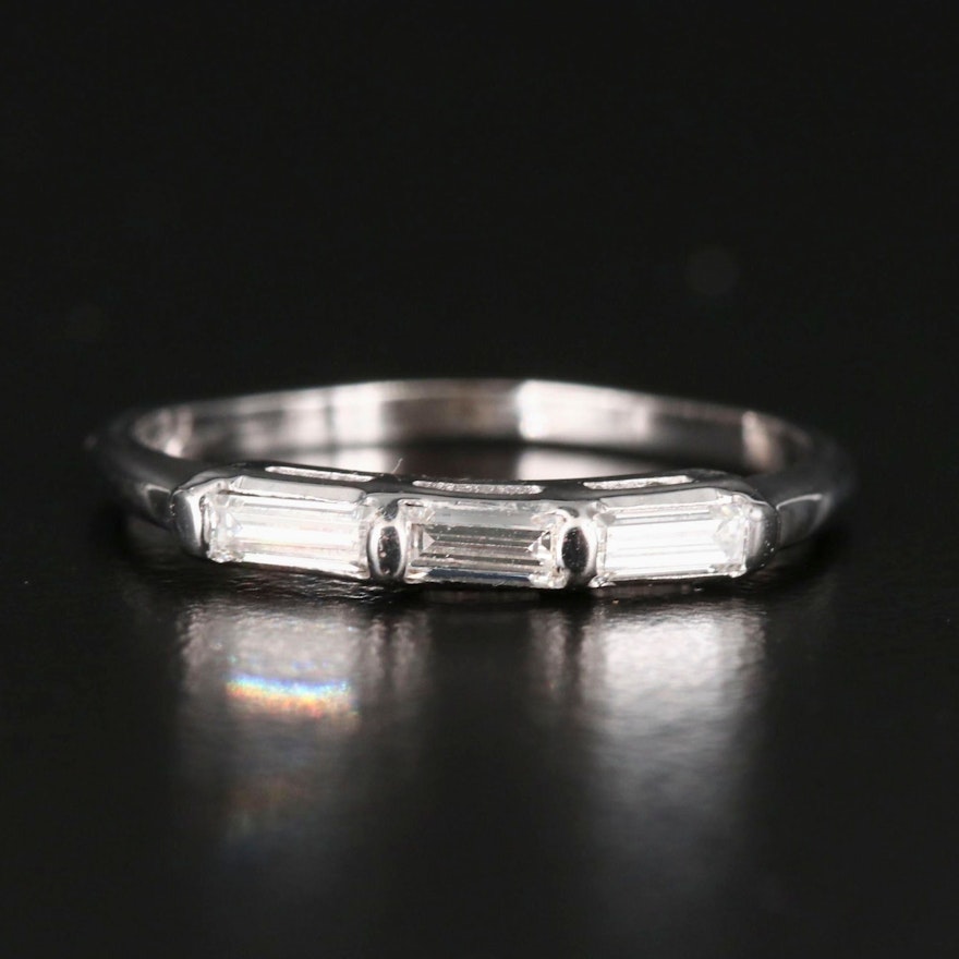 14K Three Stone Diamond Band