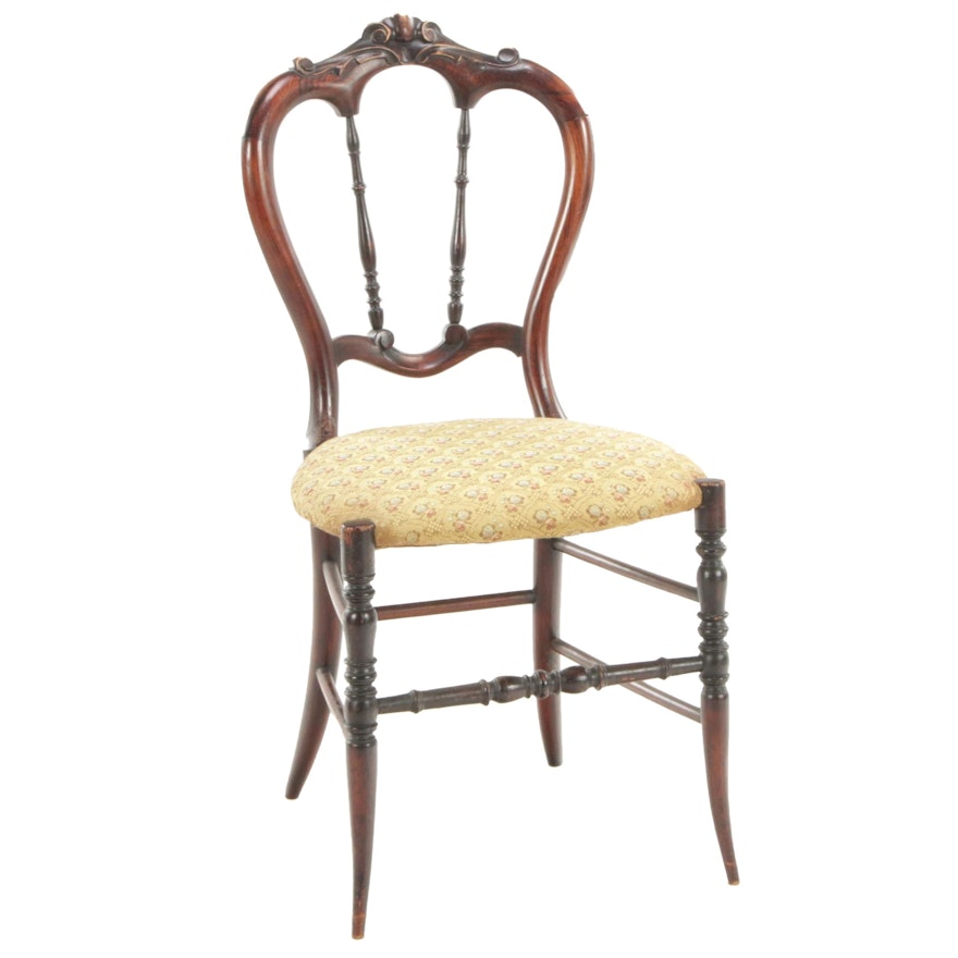 English Victorian Rosewood Grained Side Chair, 19th Century