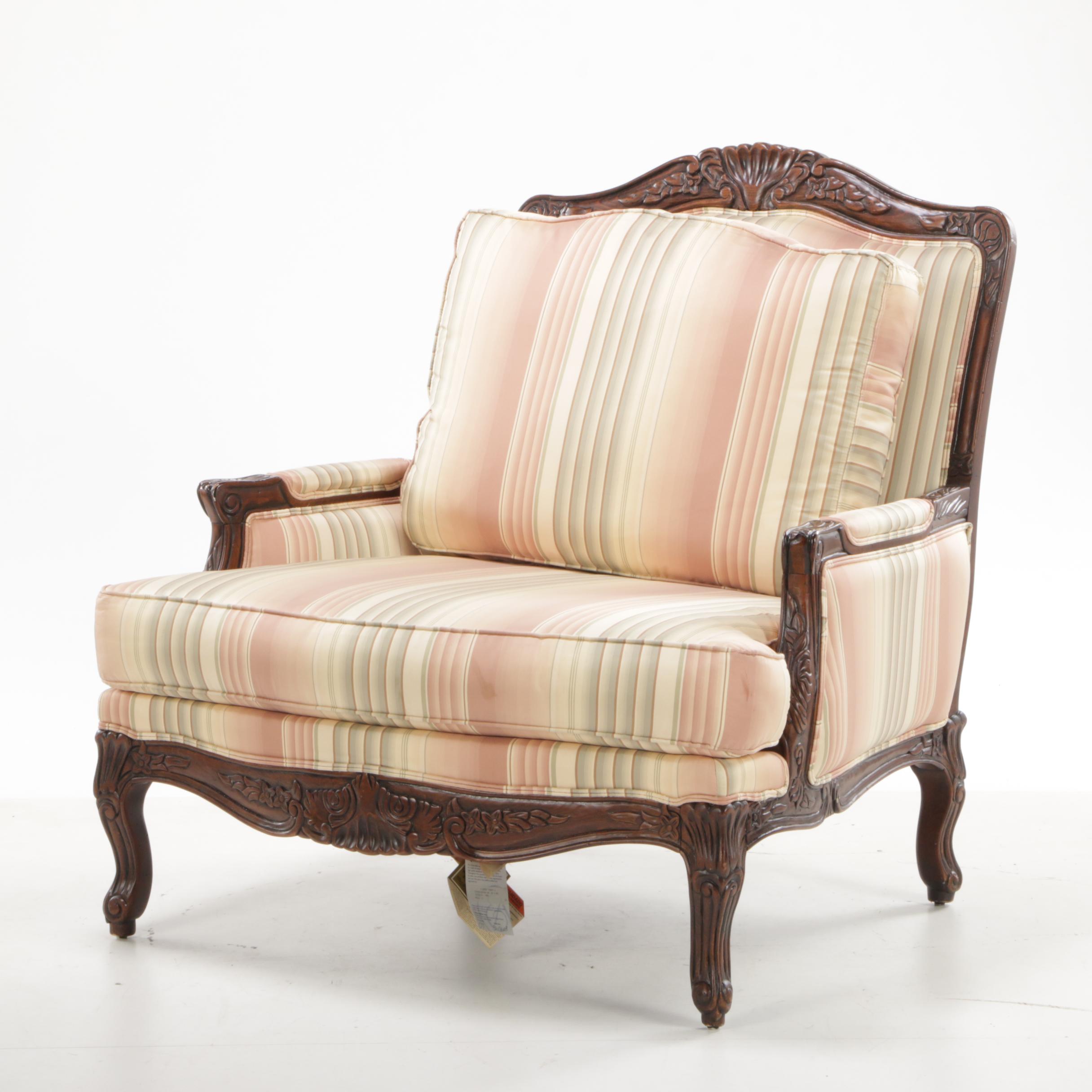 Ethan Allen Louis XV Style Over-Sized Chair and Ottoman