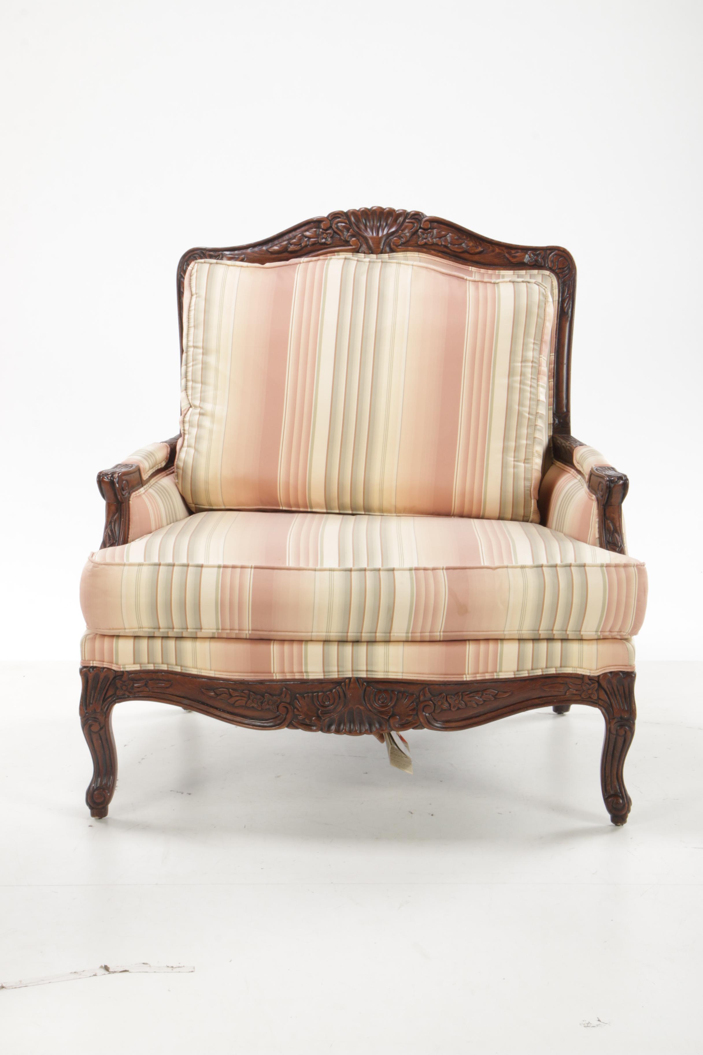 Ethan Allen Louis XV Style Over-Sized Chair and Ottoman