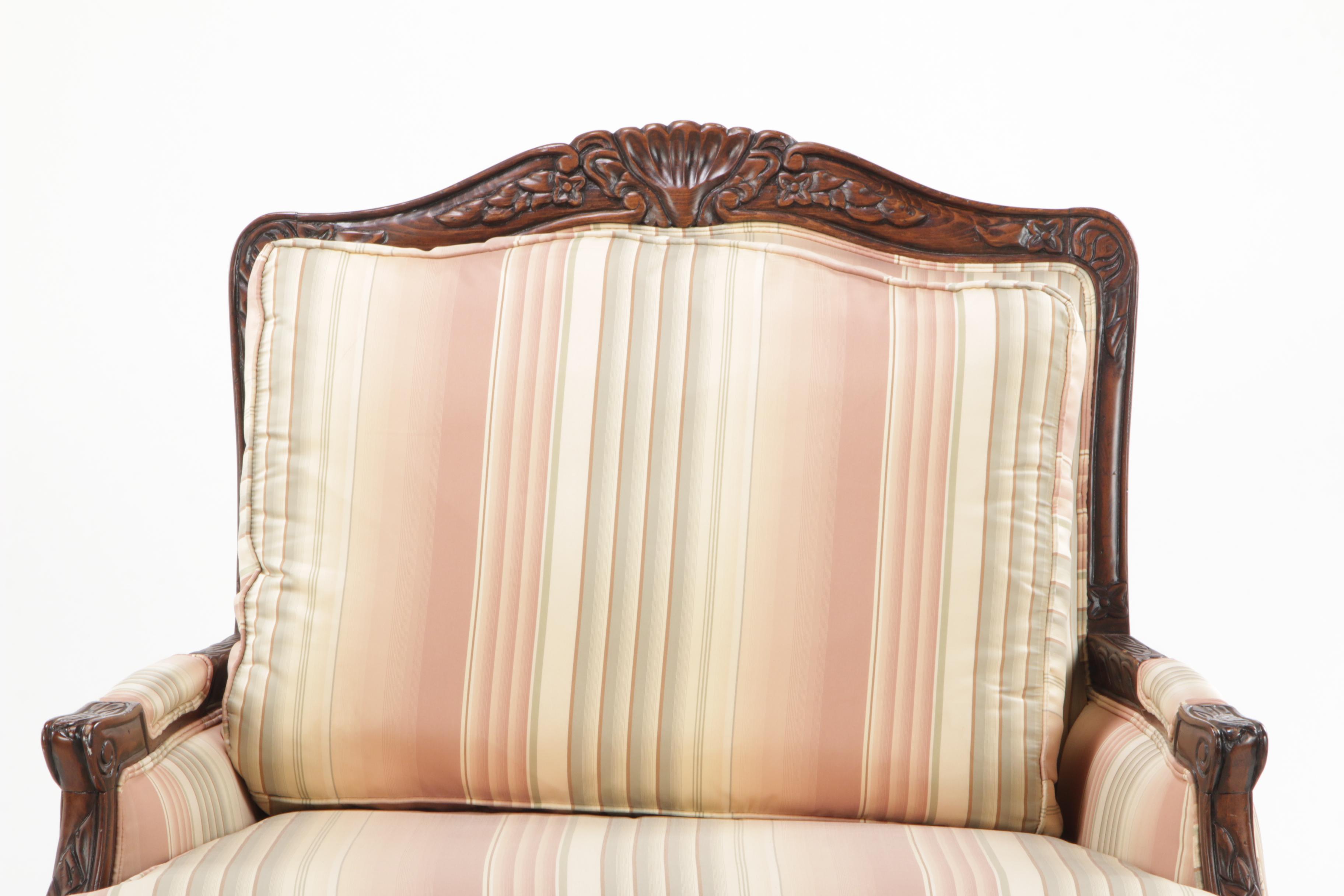 Ethan Allen Louis XV Style Over-Sized Chair and Ottoman