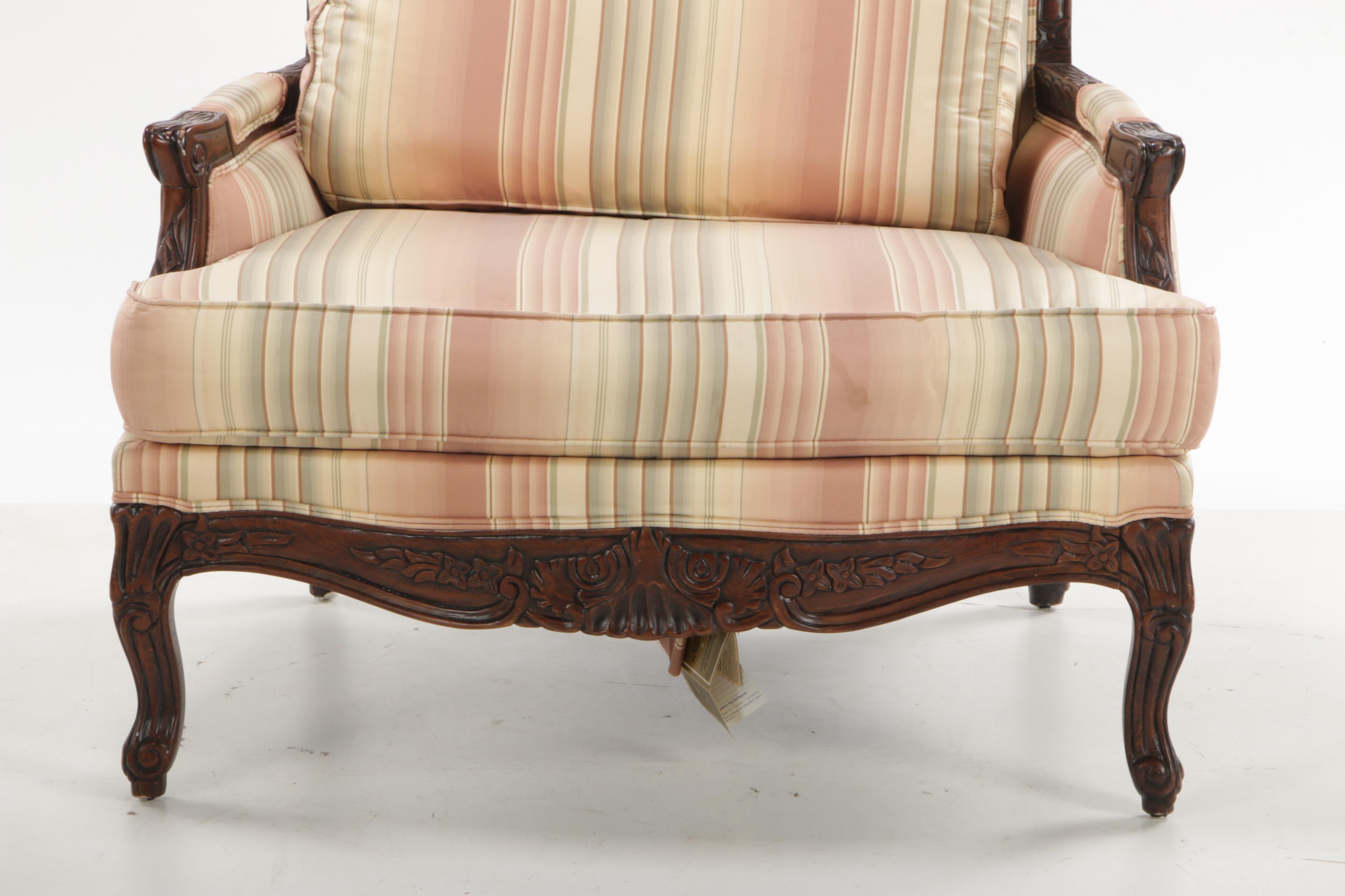 Ethan Allen Louis XV Style Over-Sized Chair and Ottoman