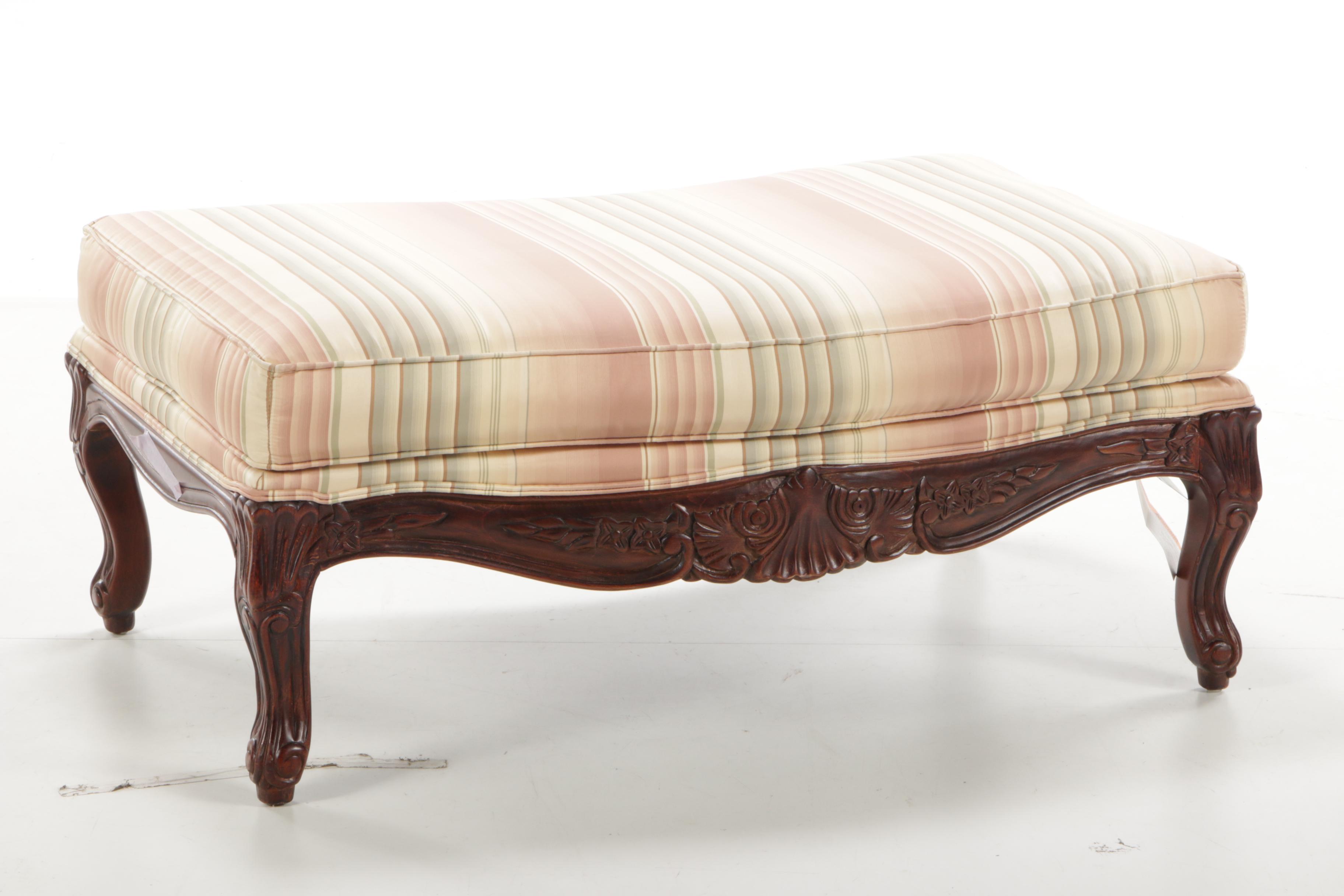Ethan Allen Louis XV Style Over-Sized Chair and Ottoman