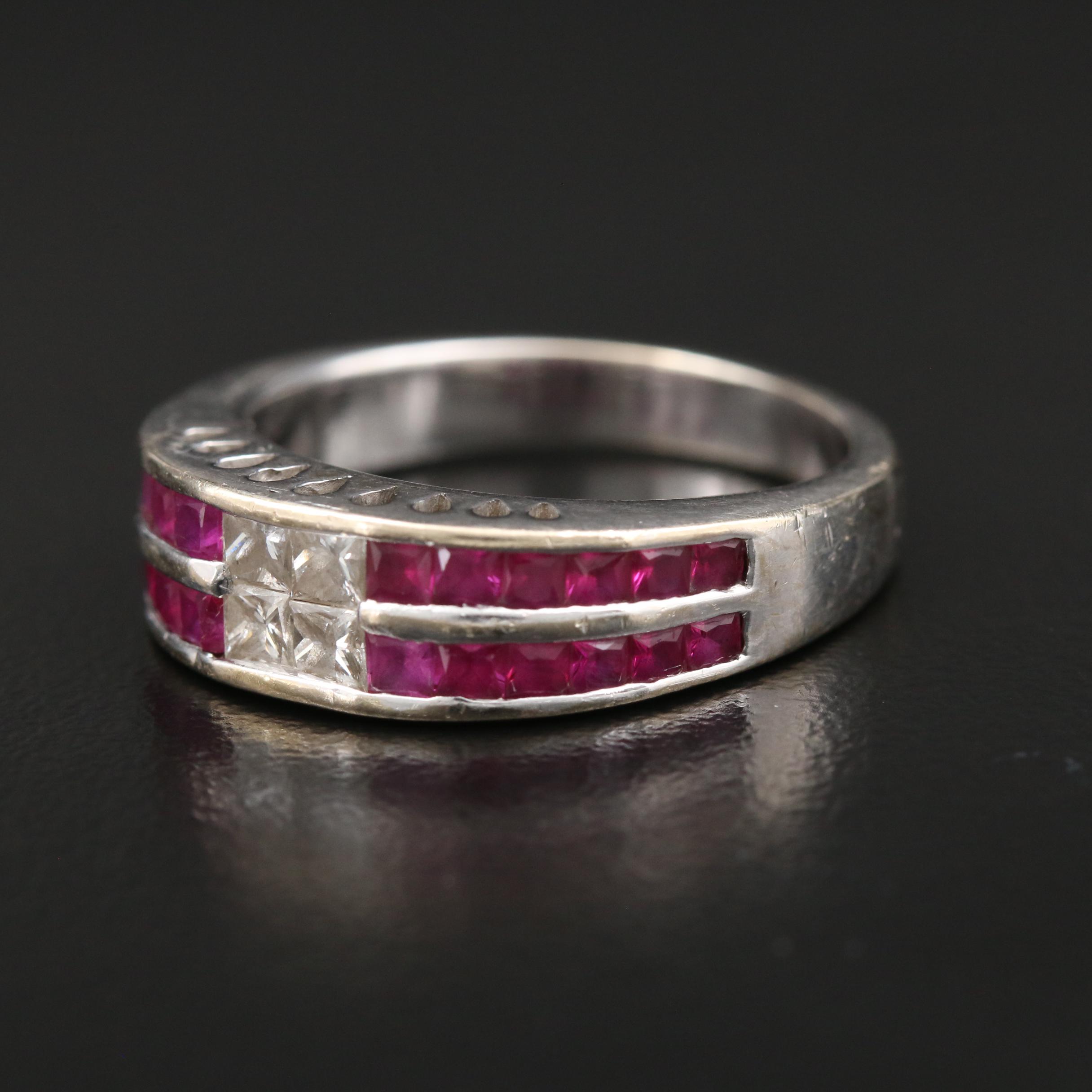 18K Gold Diamond and Ruby Ring