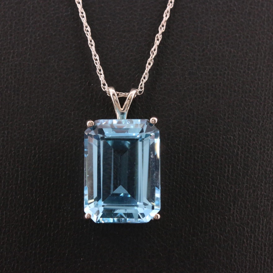 Sterling 16.00 CT Topaz Pendant Necklace