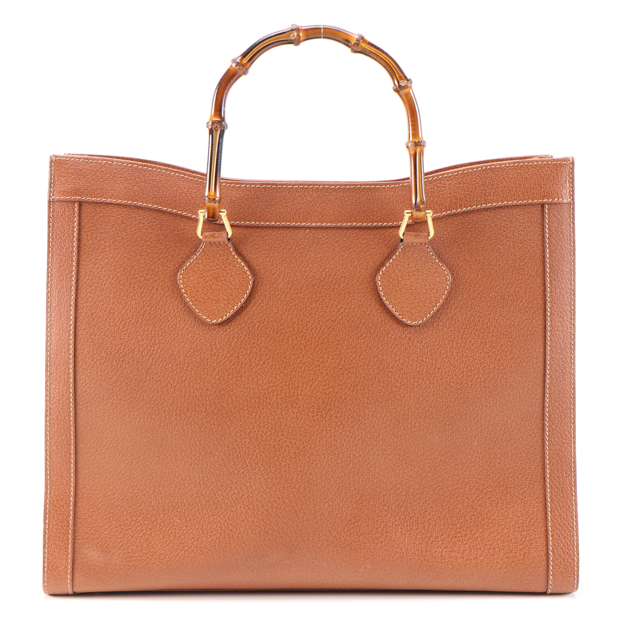 Gucci Bamboo Brown Leather Tote Bag