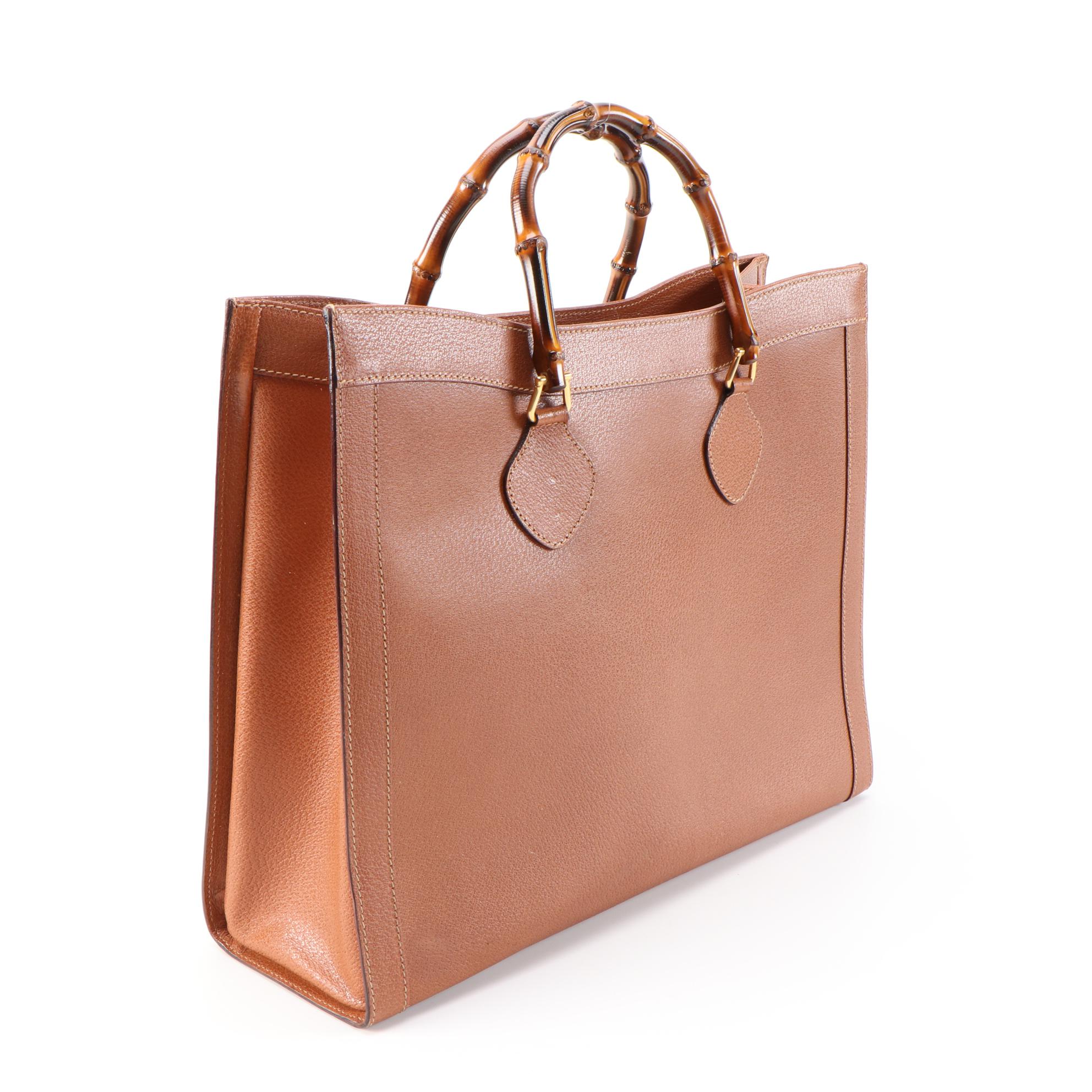 Gucci Bamboo Brown Leather Tote Bag