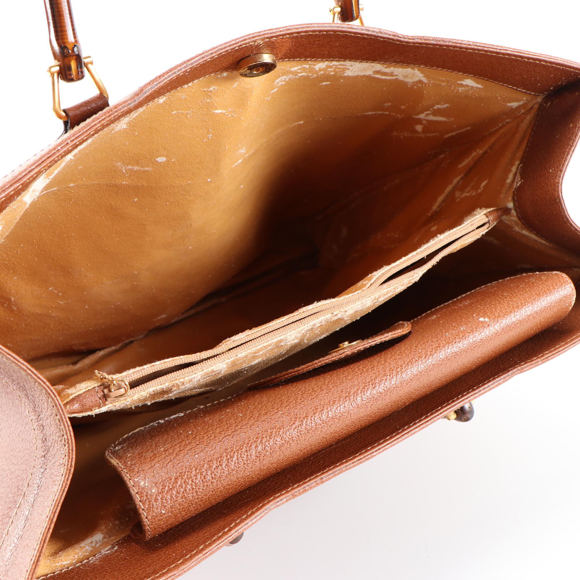 Gucci Bamboo Brown Leather Tote Bag