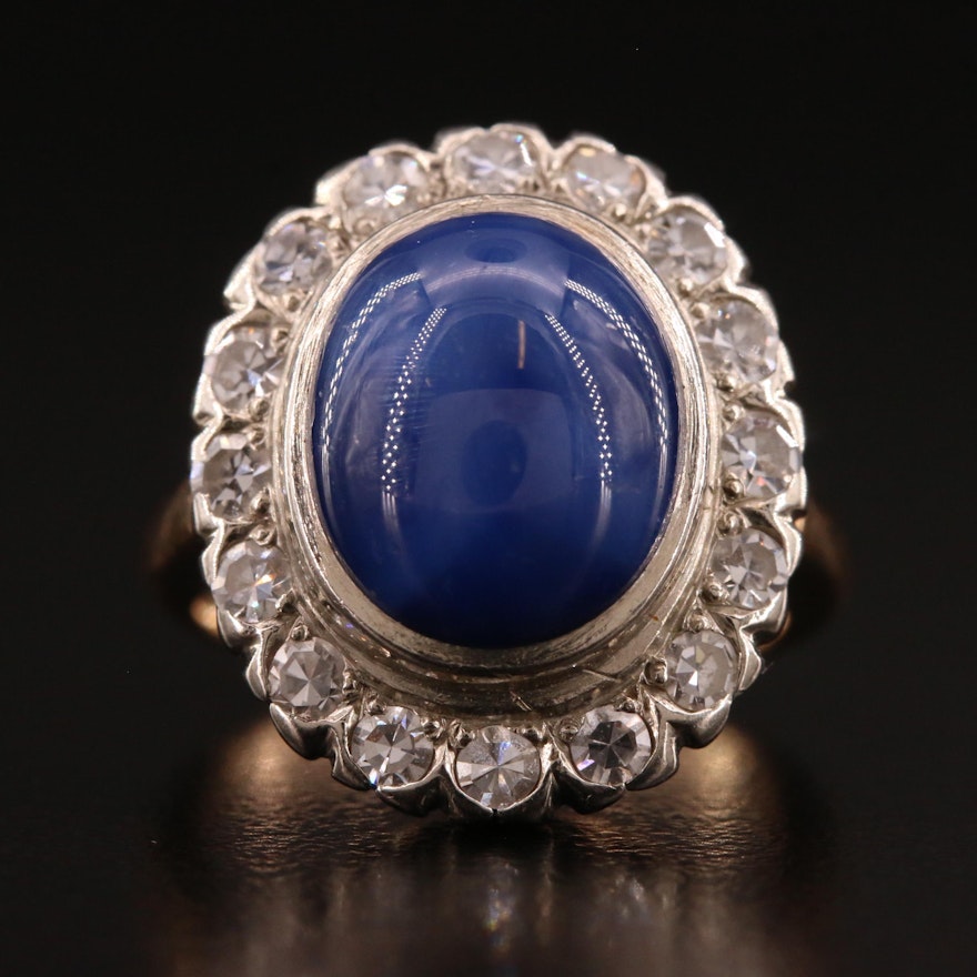 14K Star Sapphire and Diamond Ring