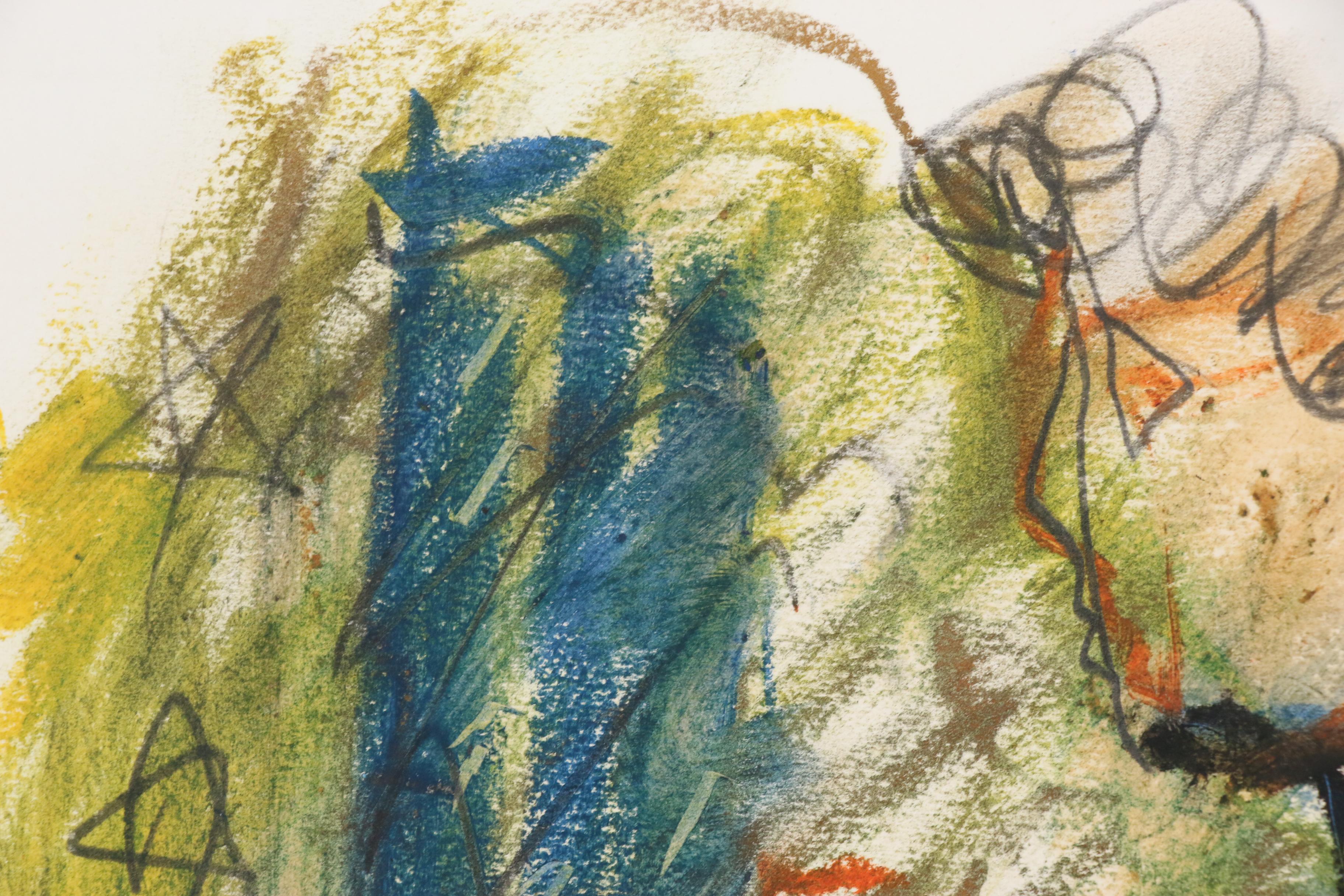 Jack Meanwell Oil Pastel Figure Drawing, Late 20th Century