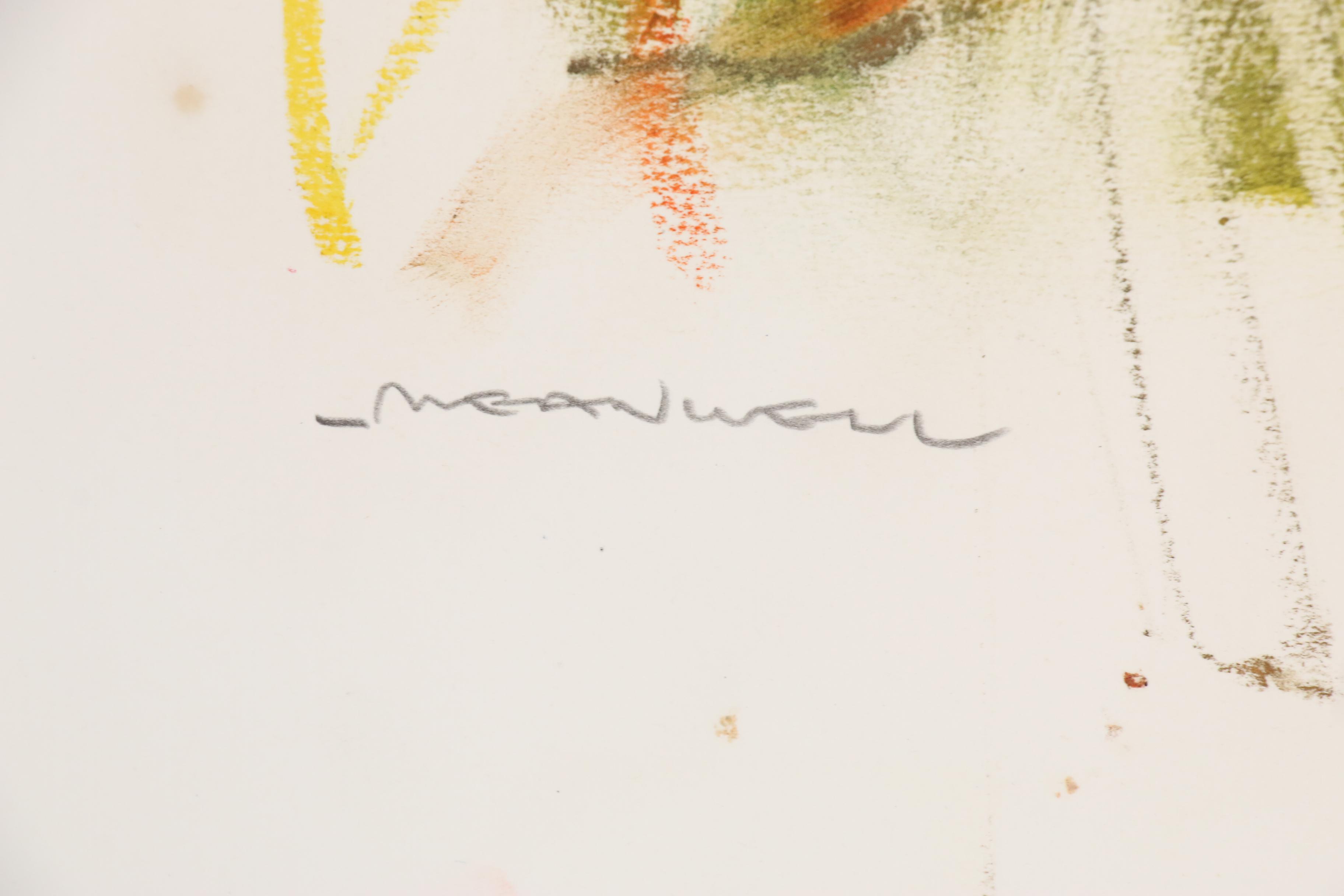 Jack Meanwell Oil Pastel Figure Drawing, Late 20th Century