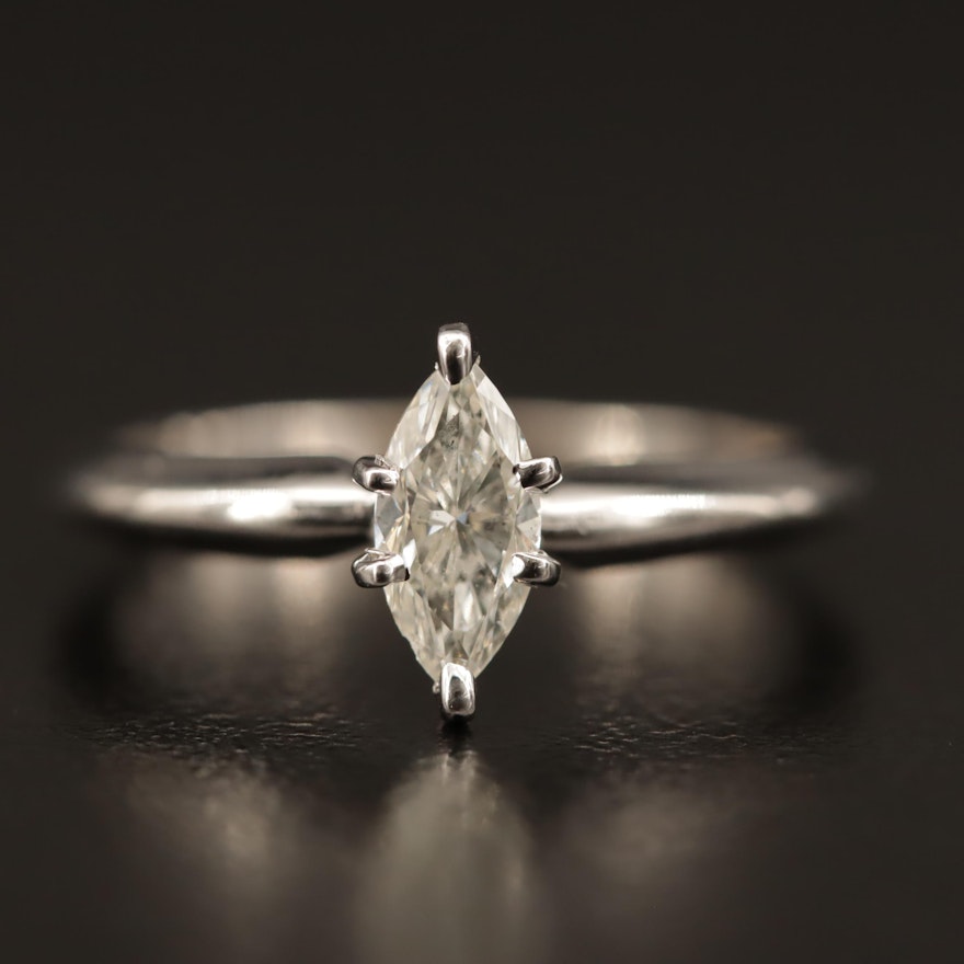 14K 0.40 CT Marquise Cut Diamond Solitaire Ring