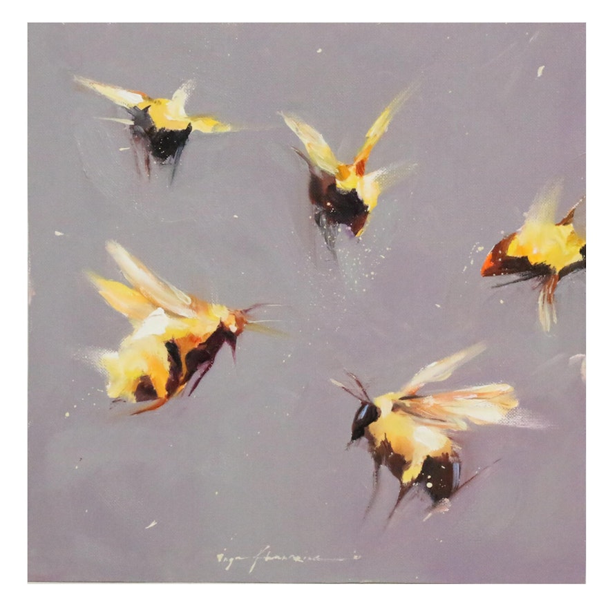 Inga Khanarina Oil Painting of Bees