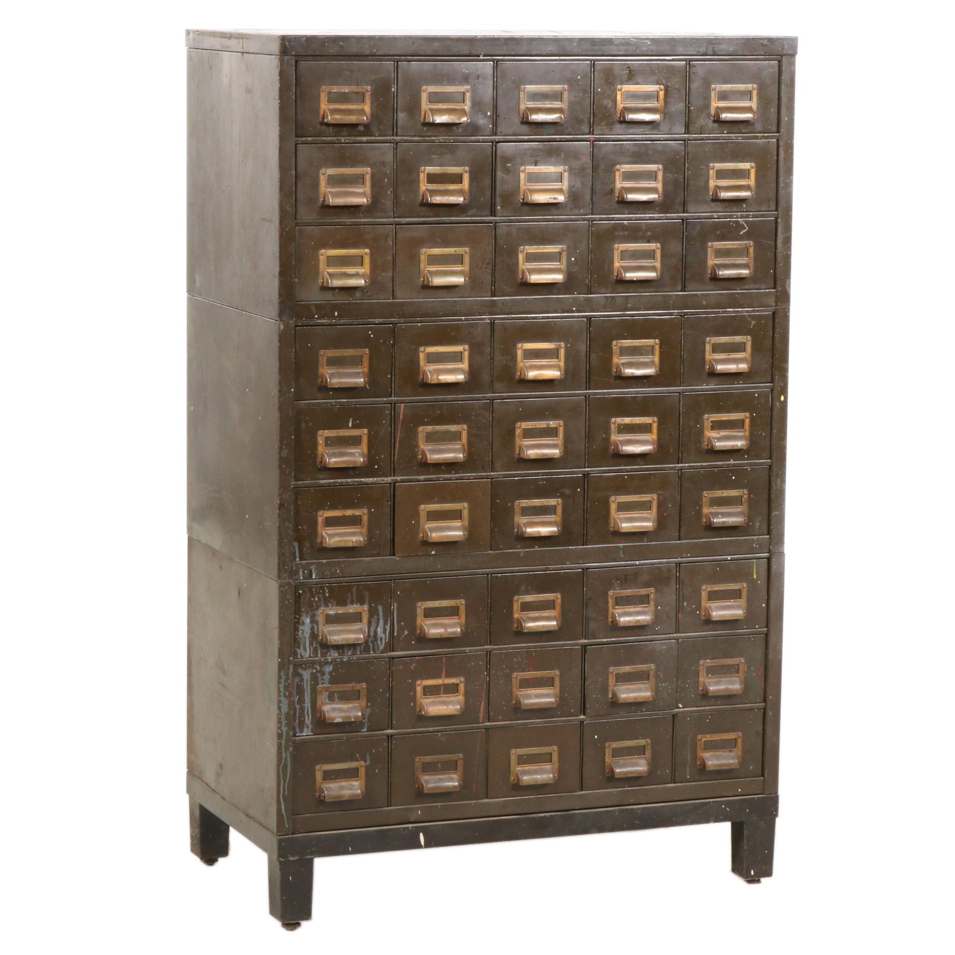 Metal Library Card Cabinet, Mid-20th Century