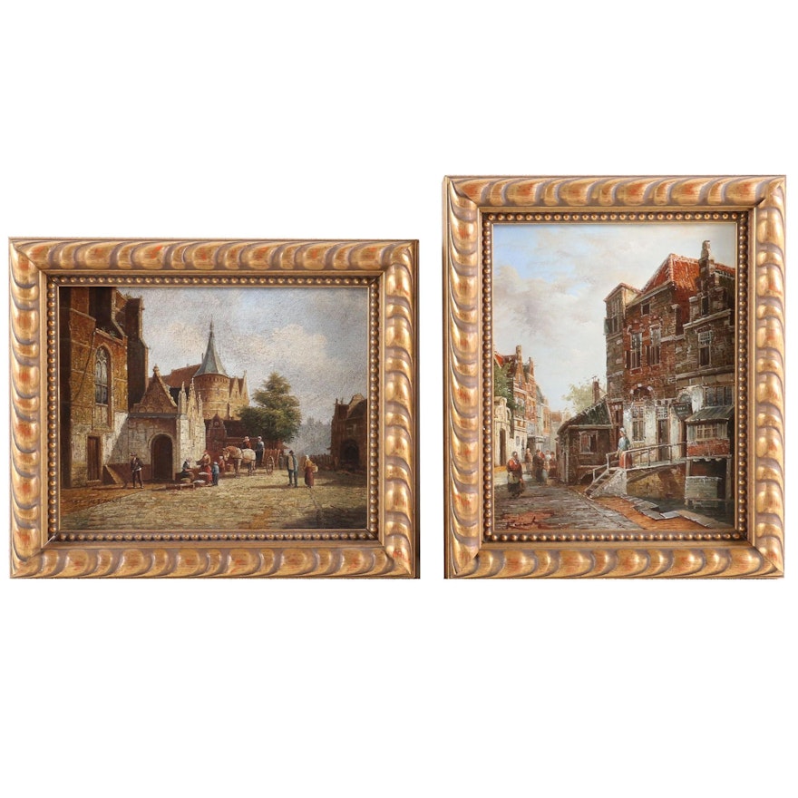 European Village Scenes Oil Paintings