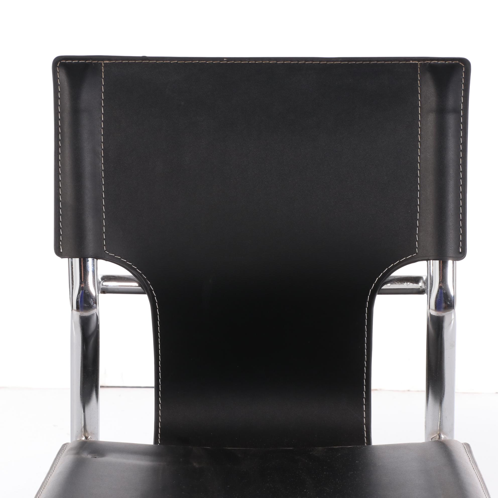 Set of Six Modernist Style Vinyl Upholstered Side Chairs