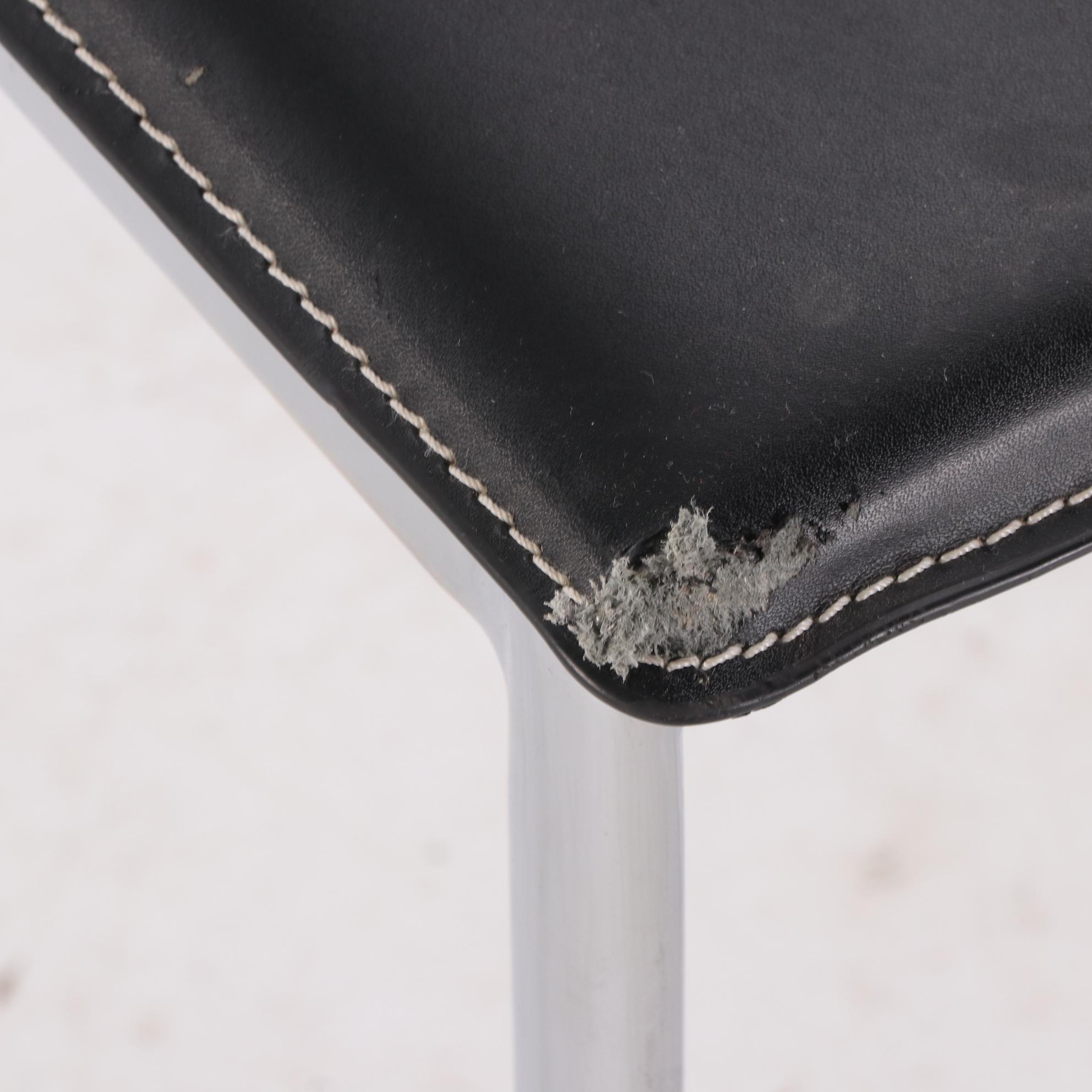 Set of Six Modernist Style Vinyl Upholstered Side Chairs