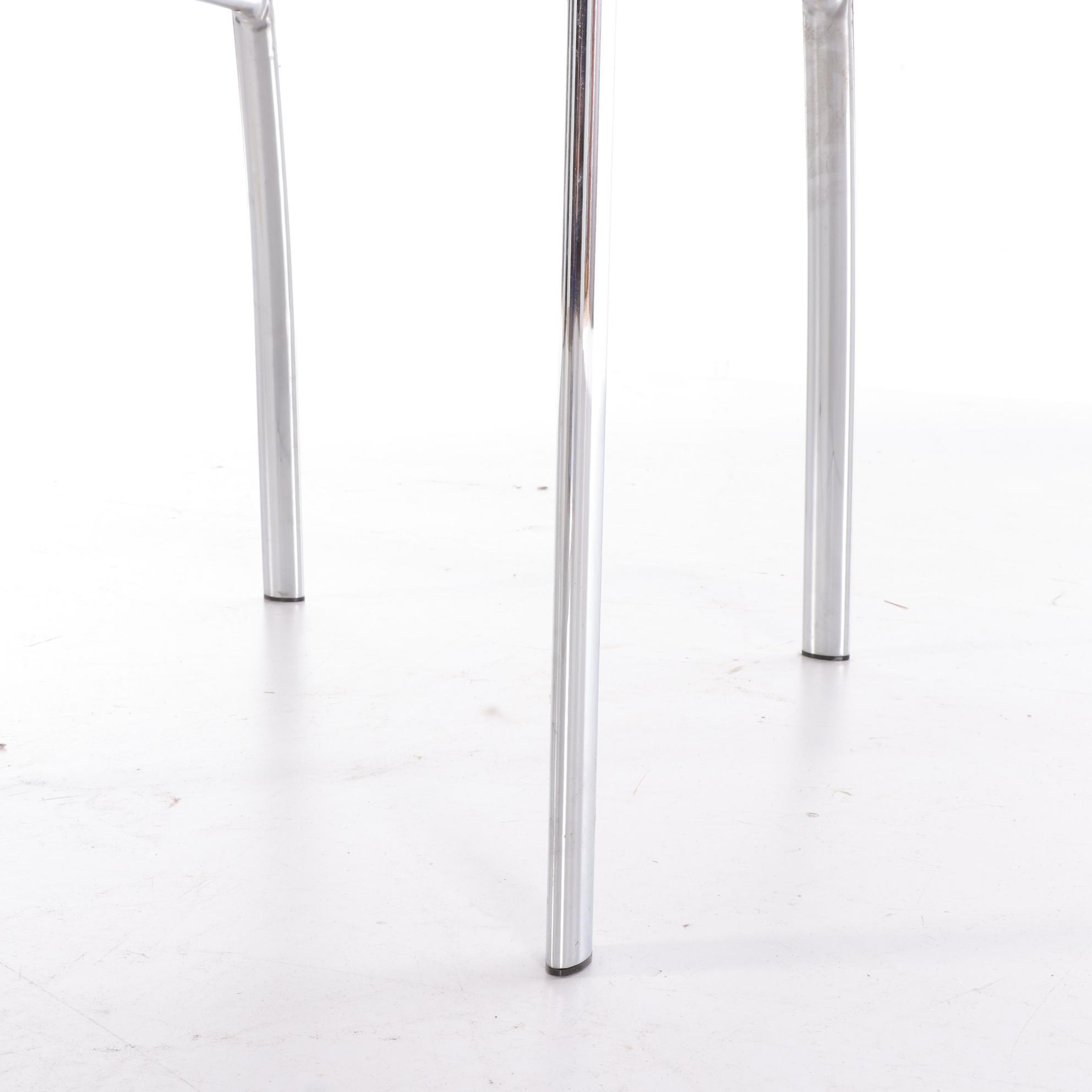 Set of Six Modernist Style Vinyl Upholstered Side Chairs