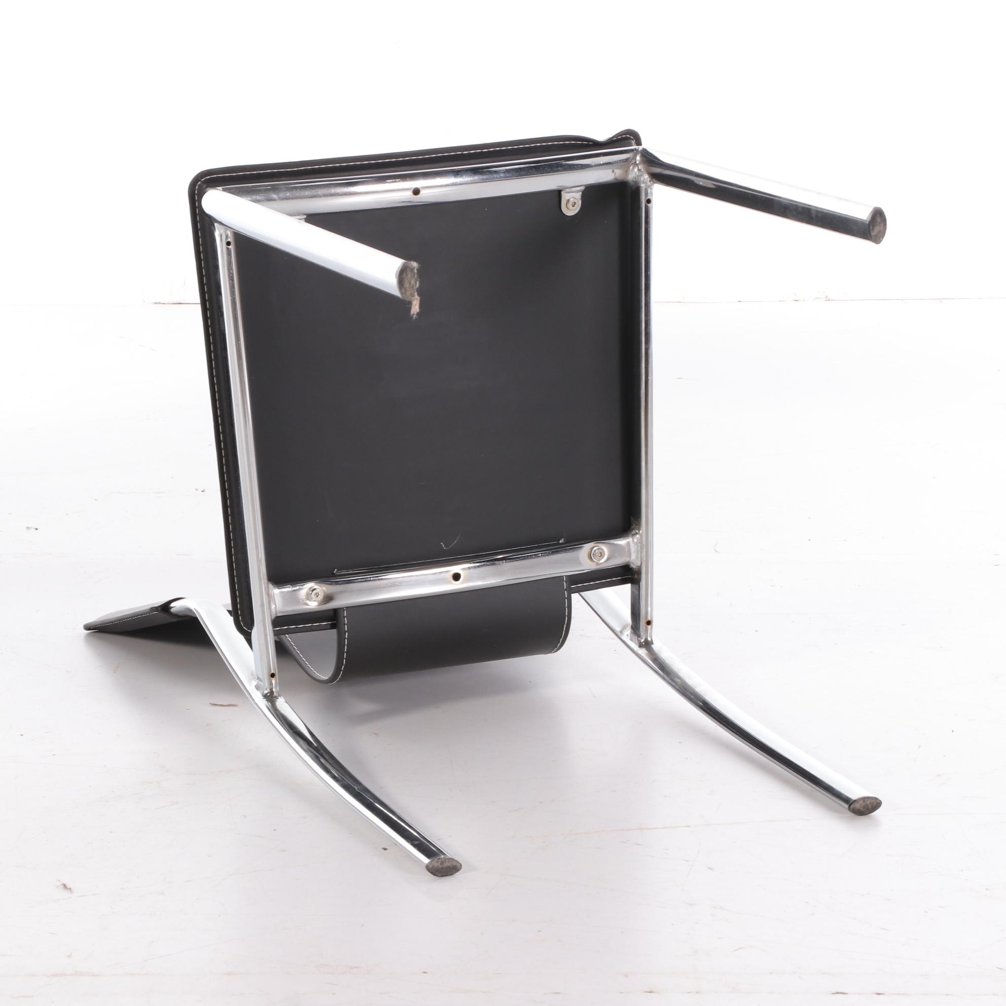 Set of Six Modernist Style Vinyl Upholstered Side Chairs