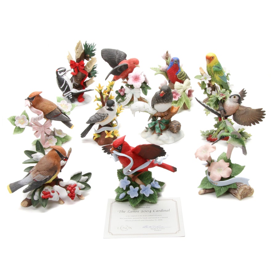 Lenox "Carolina Parakeet" and Other Porcelain Bird Figurines