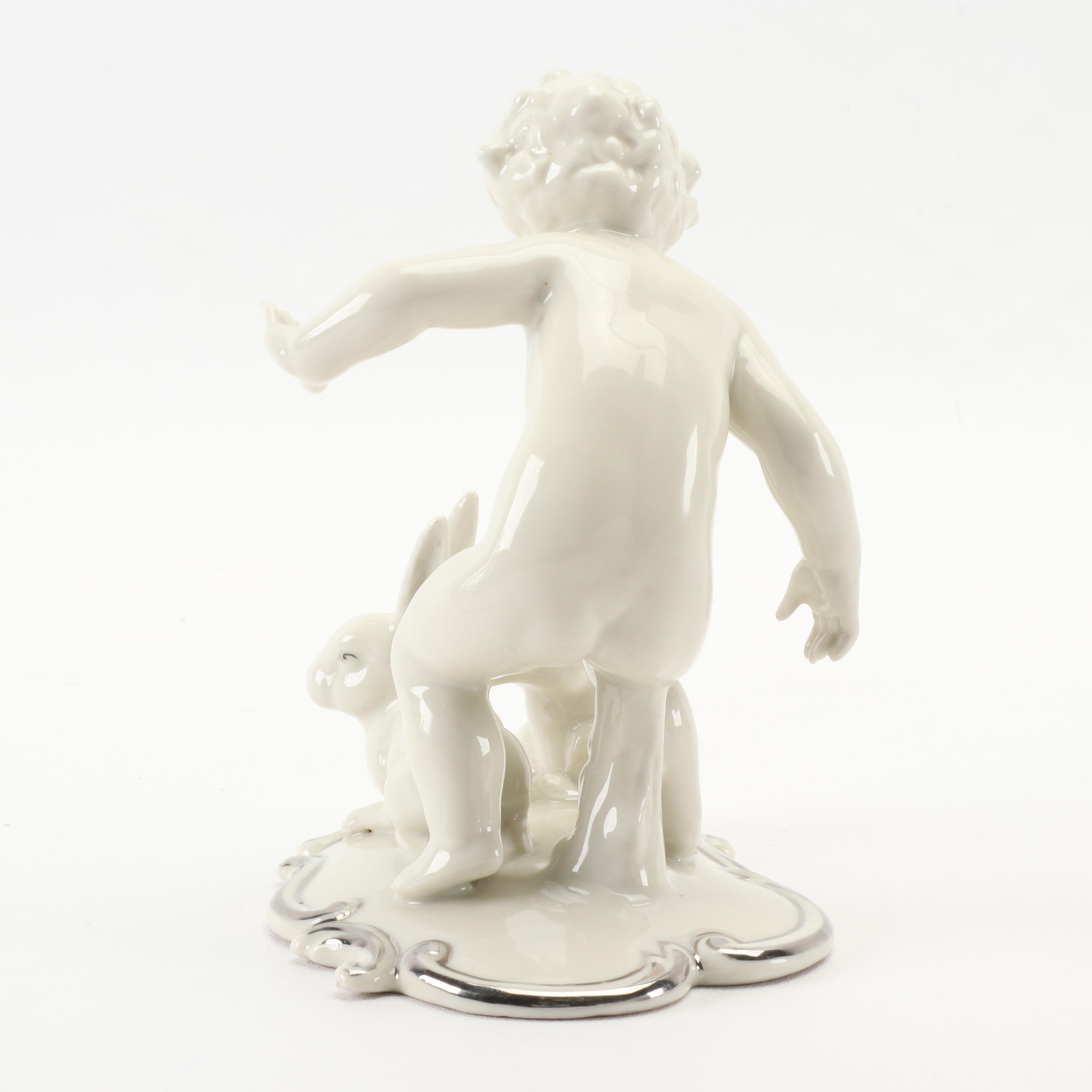 Schaubach Kunst "Boy with Rabbits" Porcelain Figurine, 1926–1953