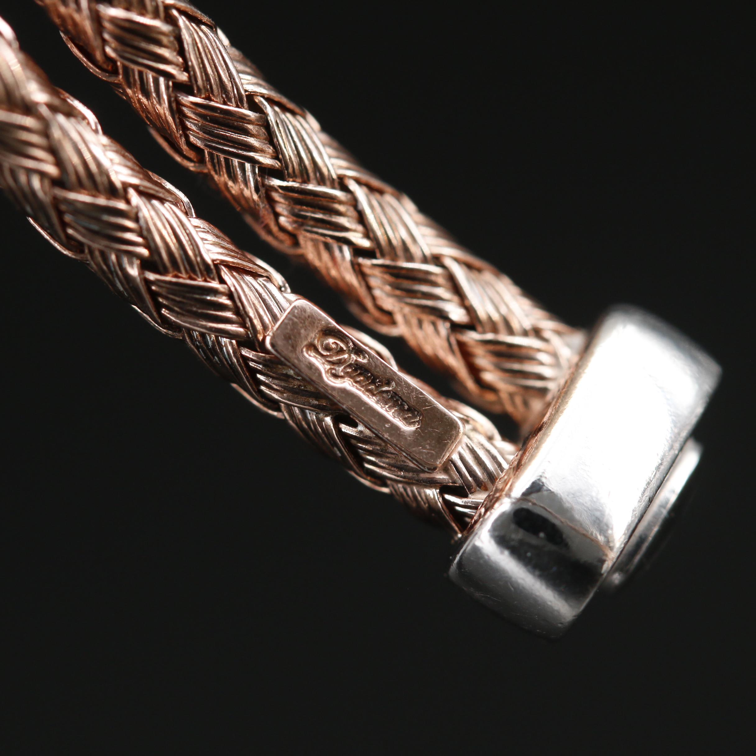 Dyadema Sterling Silver Heart Crossover Cuff Bracelet