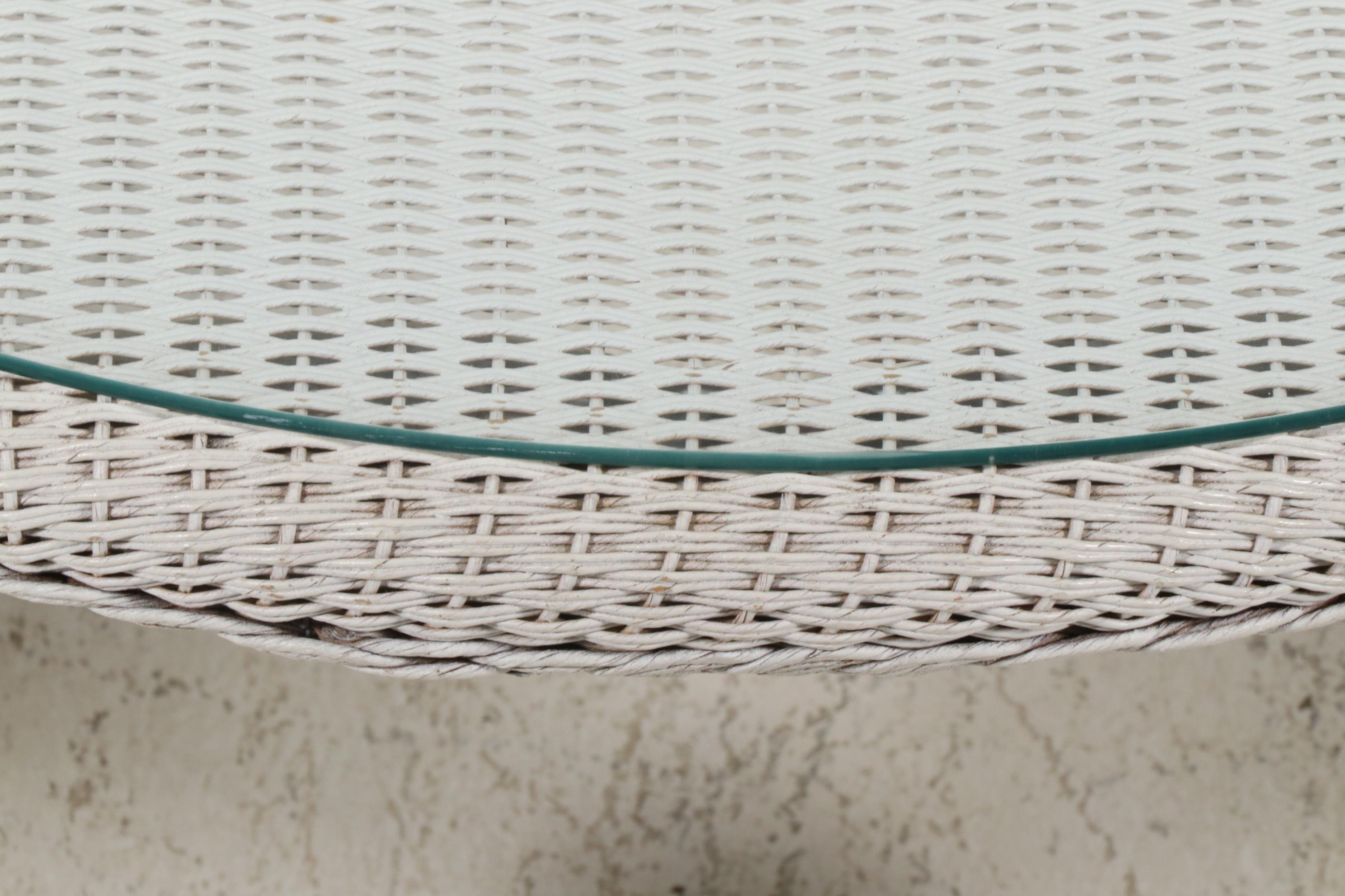 Lloyd Loom Wicker Patio Set with Table and Four Chairs, Contemporary