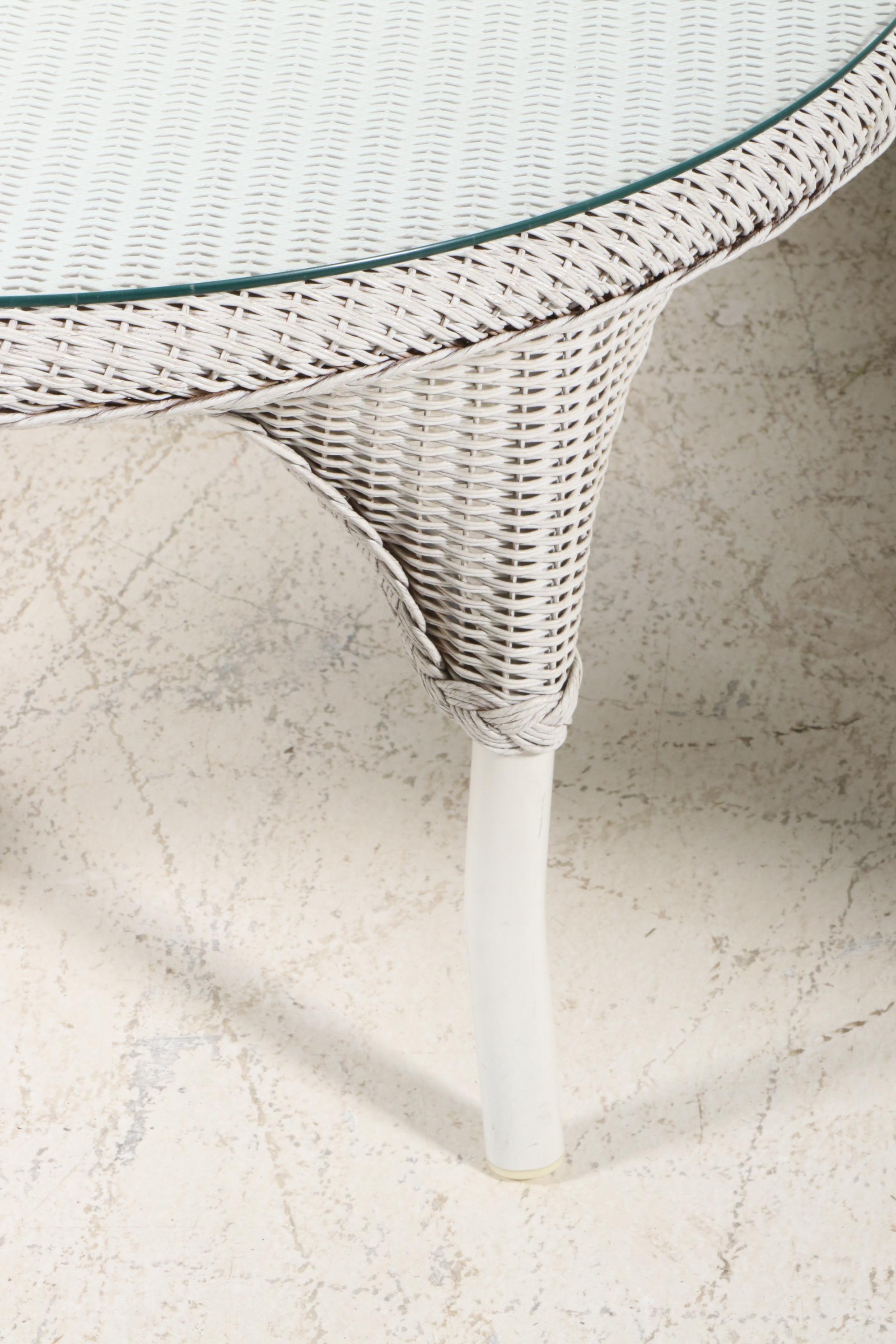 Lloyd Loom Wicker Patio Set with Table and Four Chairs, Contemporary