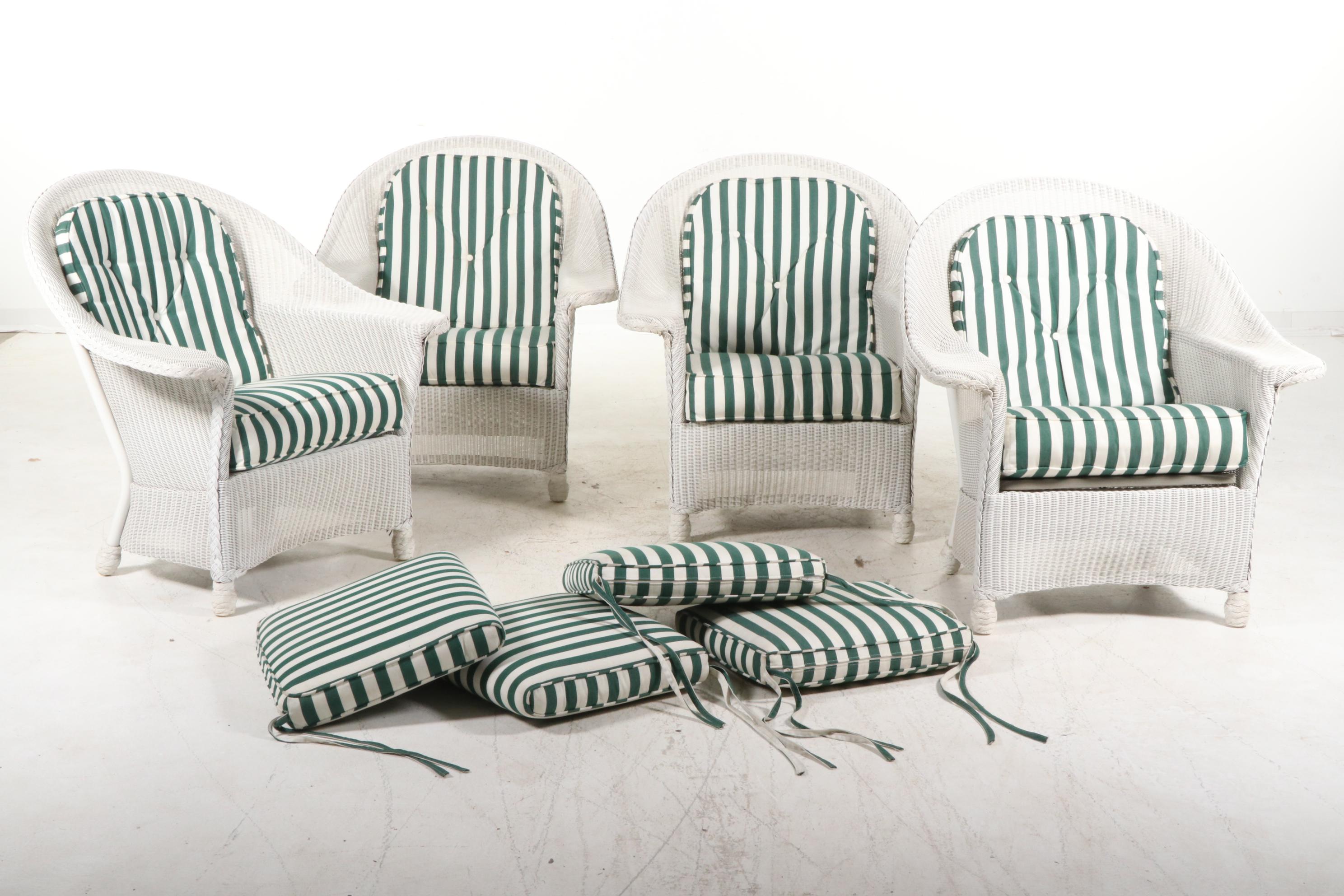 Lloyd Loom Wicker Patio Set with Table and Four Chairs, Contemporary