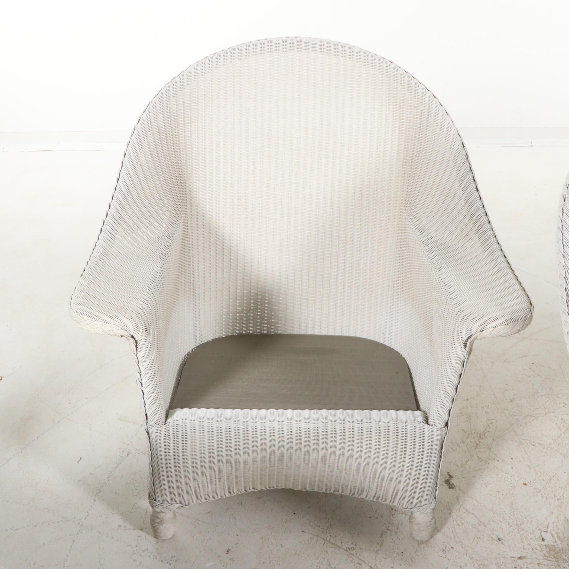 Lloyd Loom Wicker Patio Set with Table and Four Chairs, Contemporary