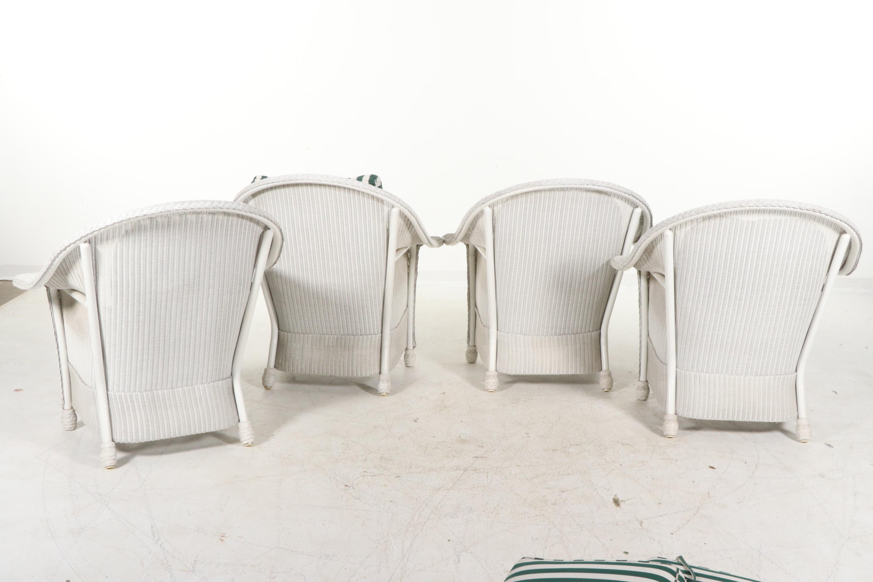 Lloyd Loom Wicker Patio Set with Table and Four Chairs, Contemporary