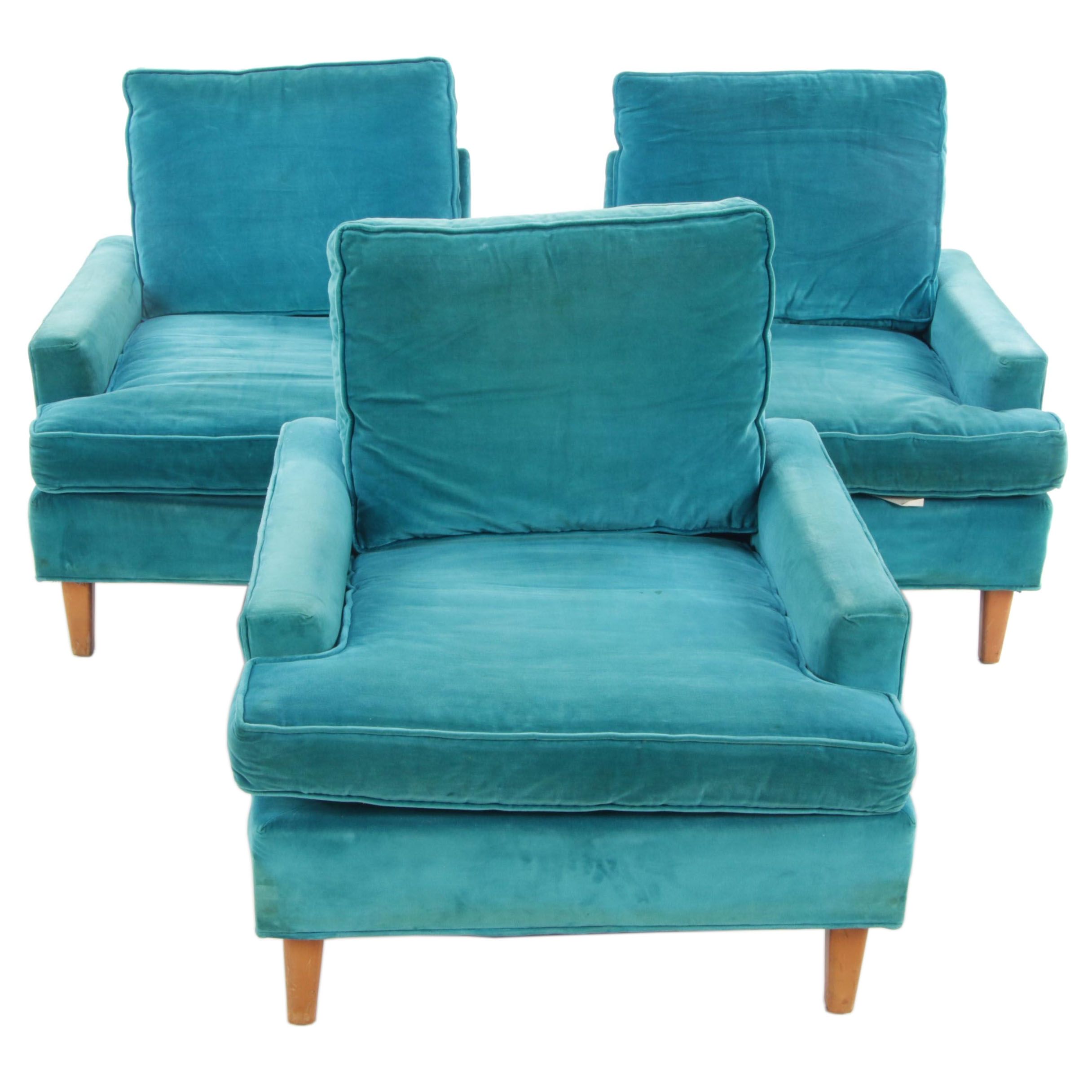 Three Sara Scott Furniture Mid Century Modern Low Armchairs