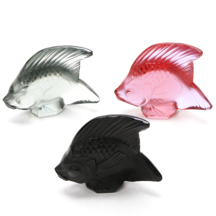 Lalique "Angel Fish" Crystal Paperweights