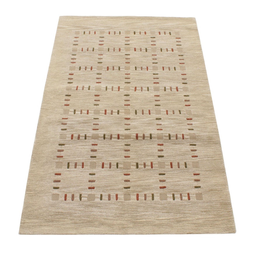 5'1 x 7'11 Hand-Tufted Indian Mid Century Modern Style Rug, 2000s