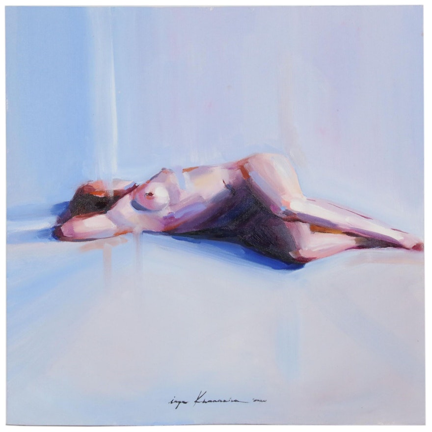 Inga Khanarina Figure Oil Painting of Reclining Female Nude