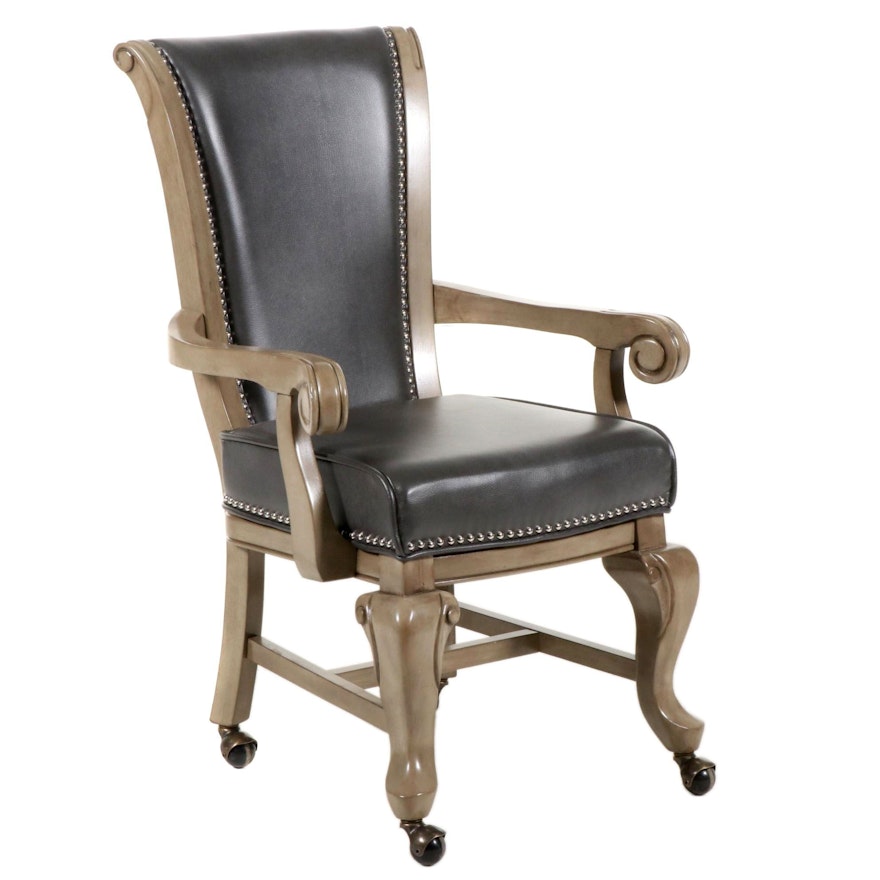 Furniture of America "Melina" Leather Upholstered Armchair on Castors