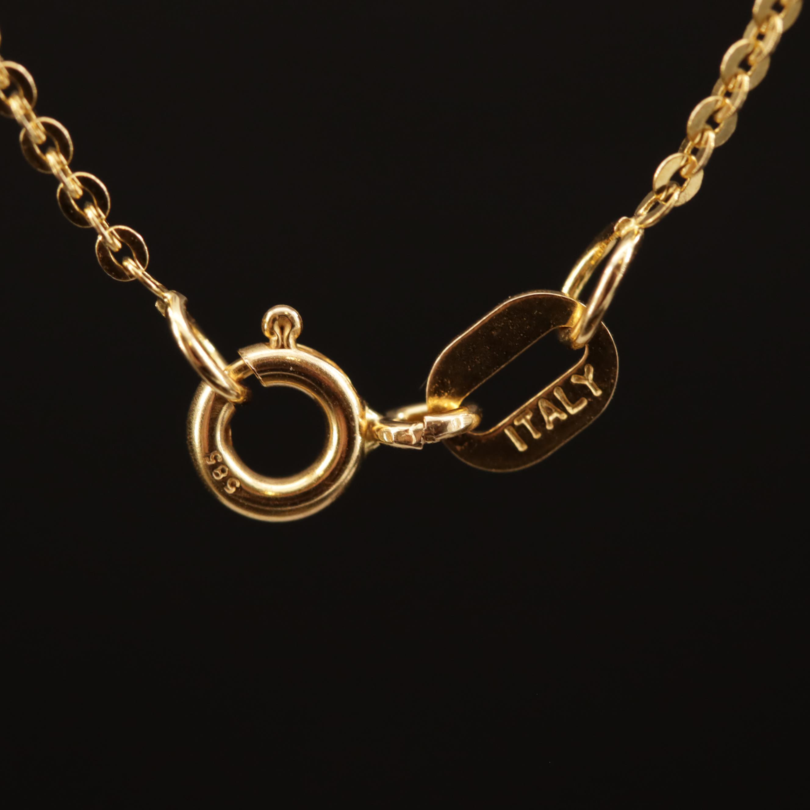 14K Diamond "B" Pendant Necklace