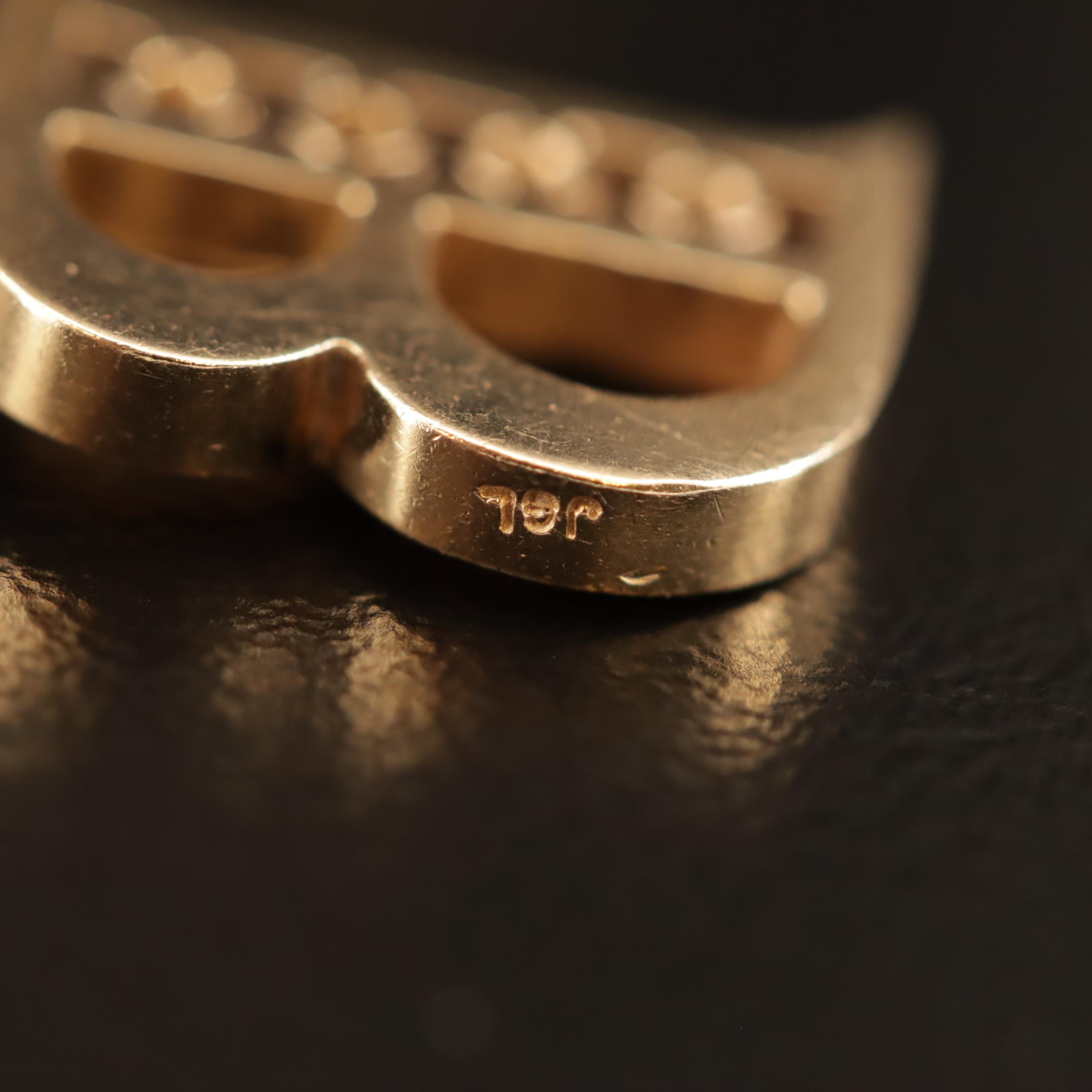 14K Diamond "B" Pendant Necklace