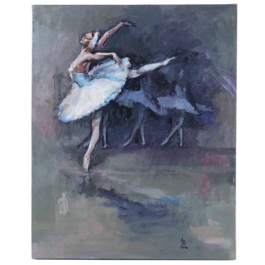 Alexandra Zecevic Acrylic Painting "Swan Lake", 2020