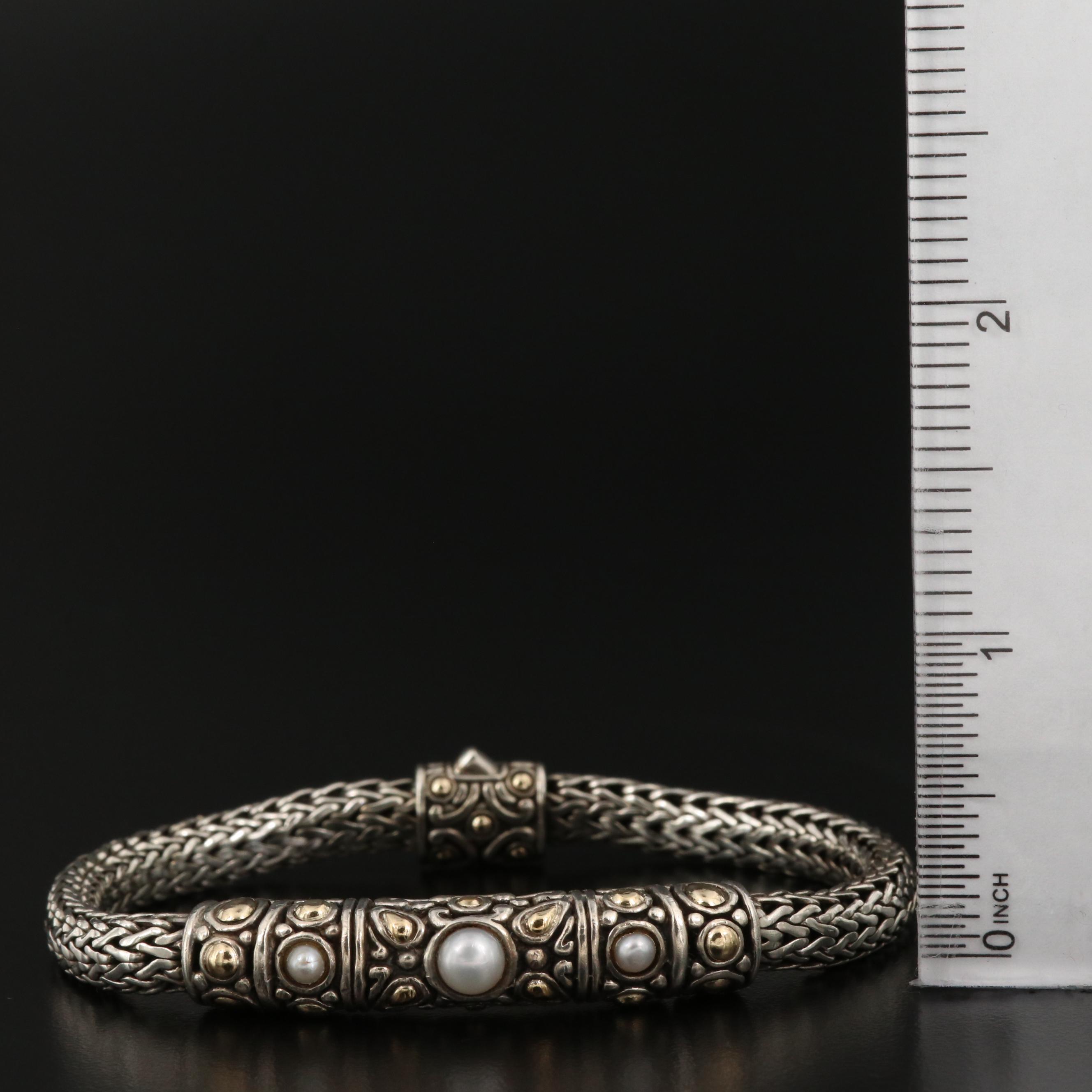 John Hardy Sterling Silver Pearl Bracelet with 18K Accents