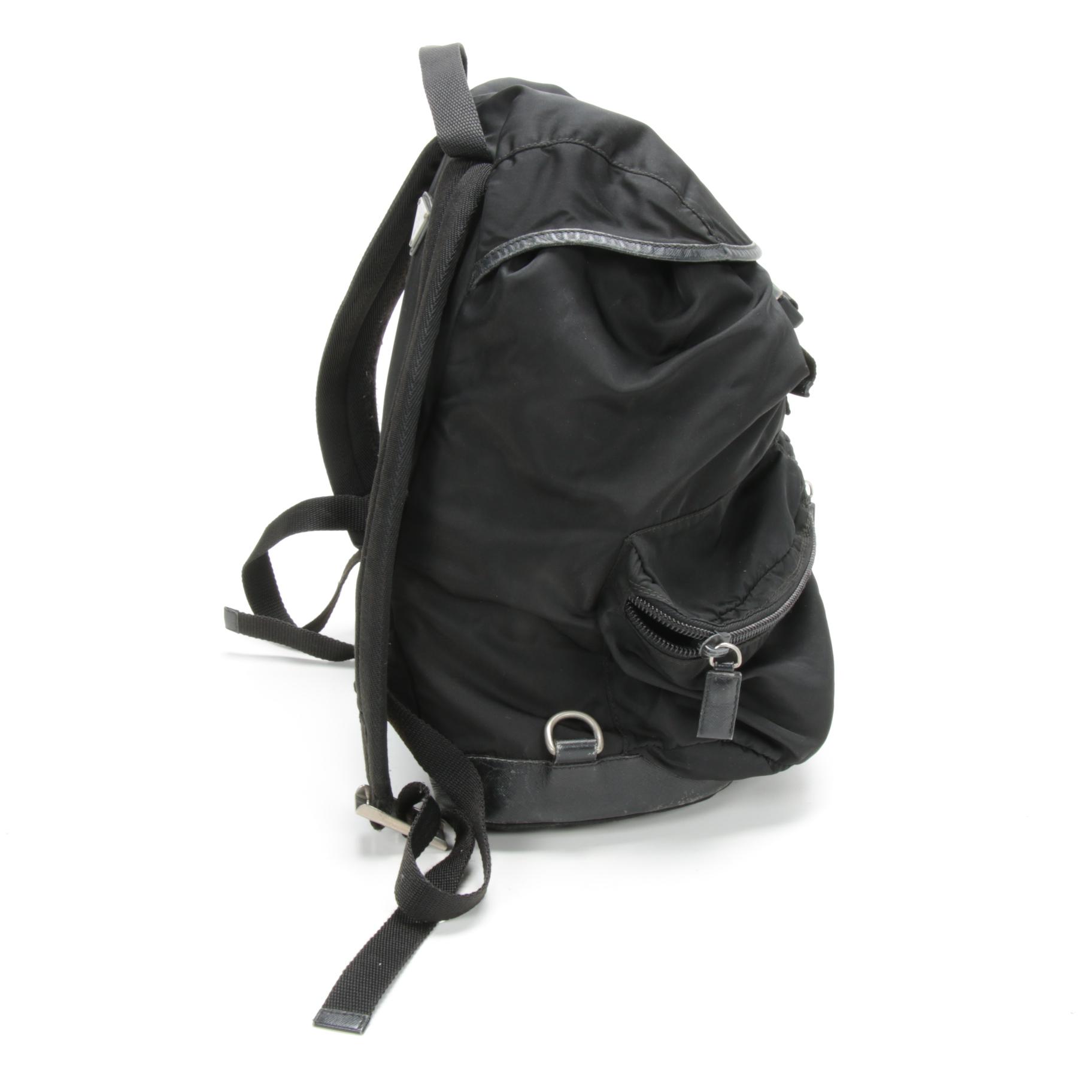 Prada Backpack in Black Tessuto Nylon with Saffiano Leather Trim