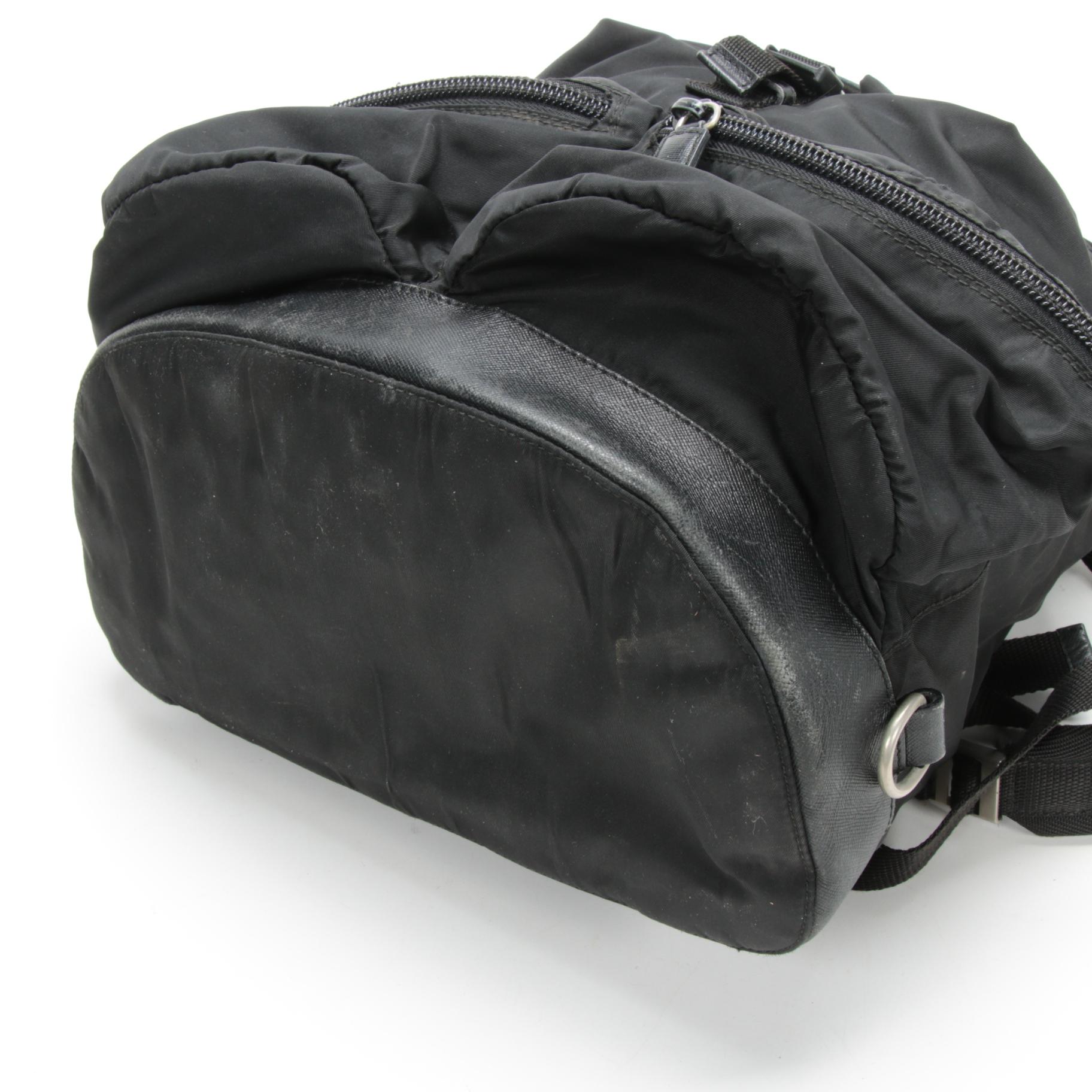 Prada Backpack in Black Tessuto Nylon with Saffiano Leather Trim
