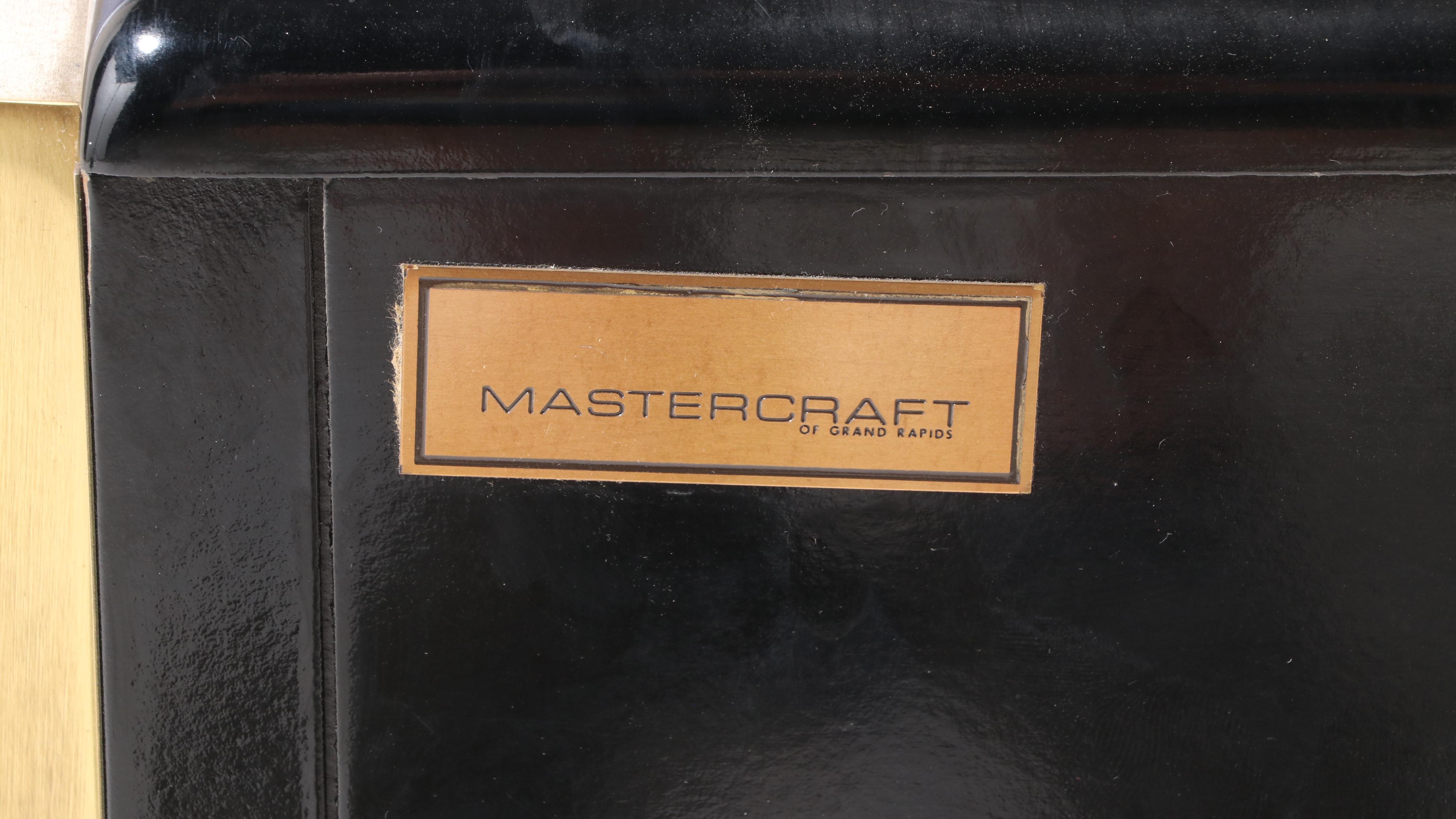 Bernhard Rohne for Mastercraft Acid-Etched Brass & Lacquered Console, circa 1970