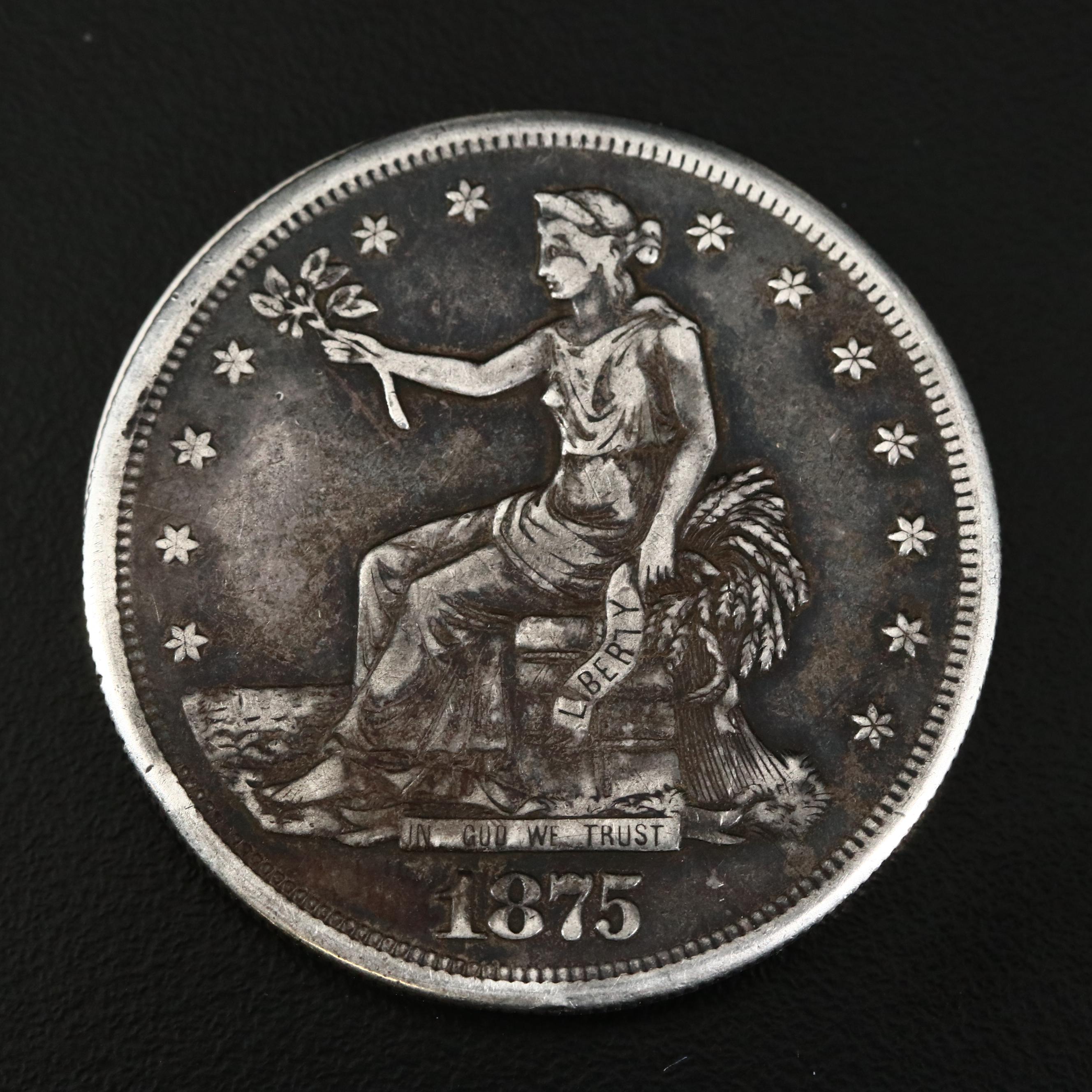 "Opium Dollar Locket" 1875-S Trade Silver Dollar