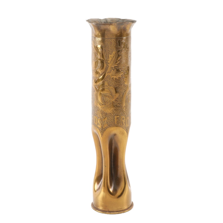 Trench Art Embossed "Emlék az orosz frontról" Artillery Shell Vase